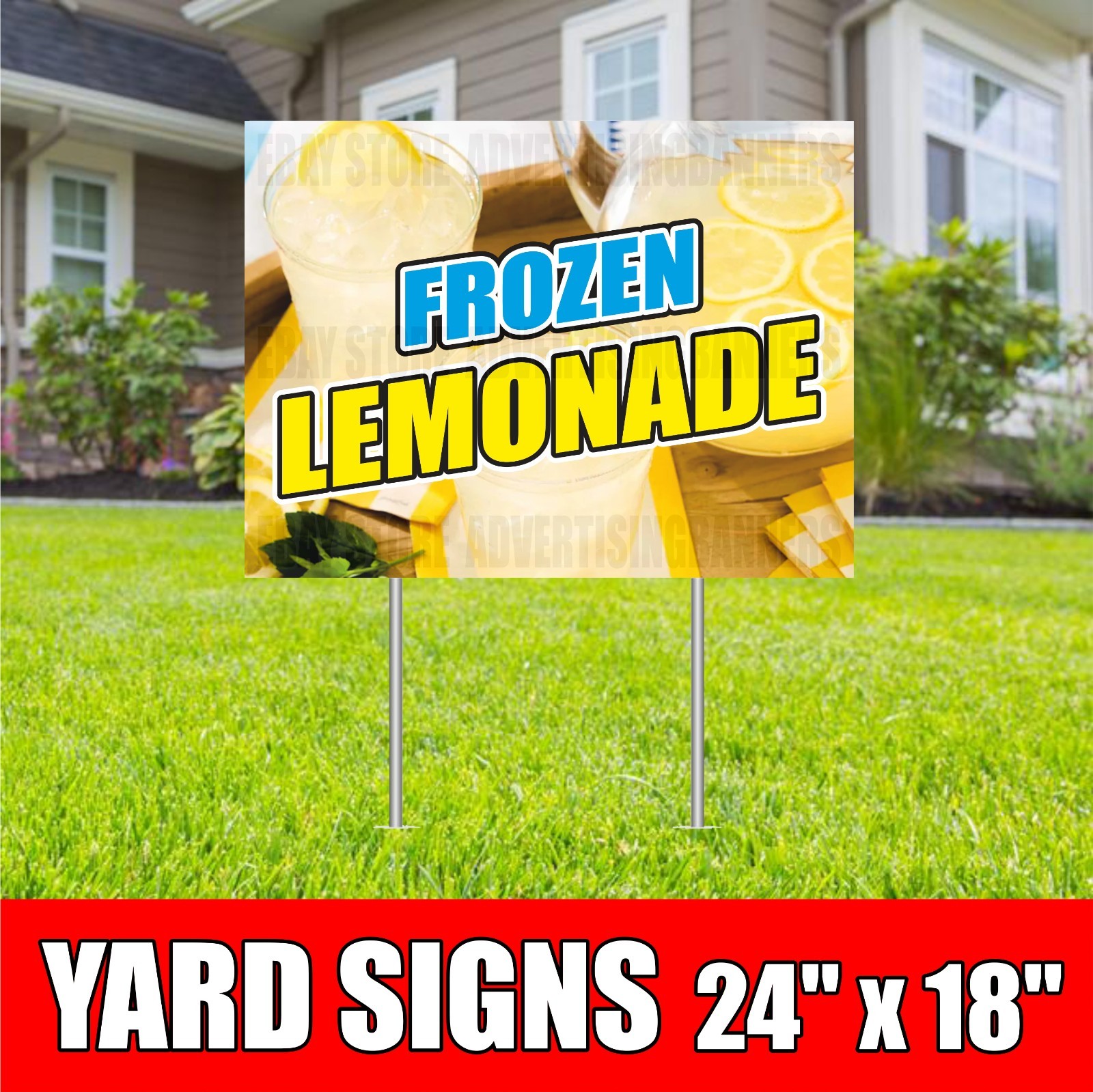 FROZEN LEMONADE Yard Sign with H-Stakes Smoothie Ice Cream Lemonade Tea DRINKS