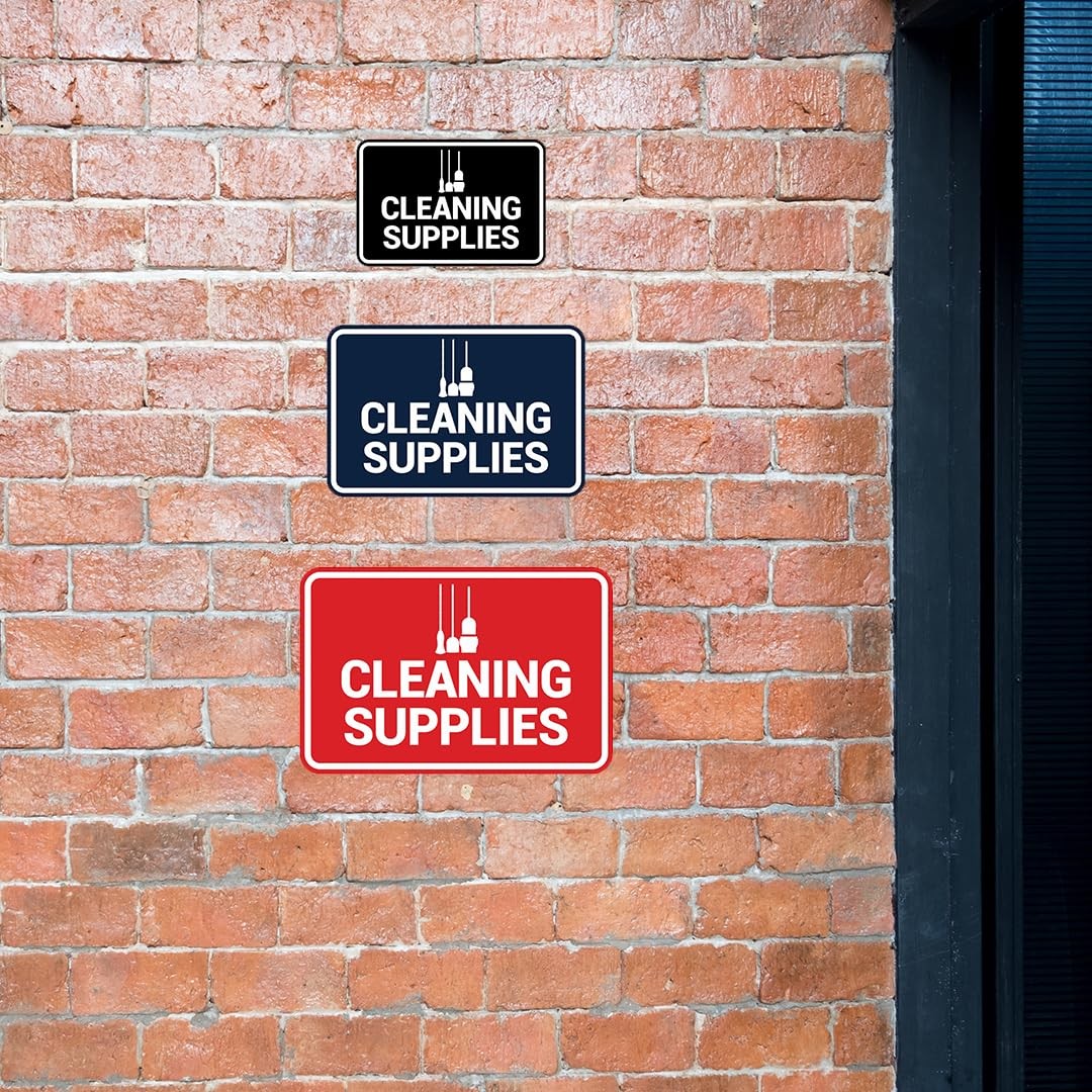 Classic Framed Cleaning Supplies Sign (Black) – Small 2 Pack