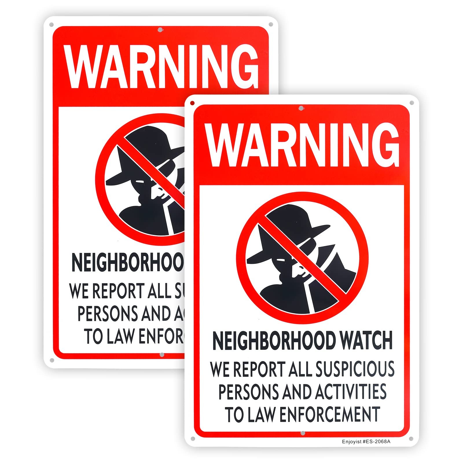 2 PCS Neighborhood Watch Sign 12×8 Inch 0.04 Inch Aluminum Reflective Rust