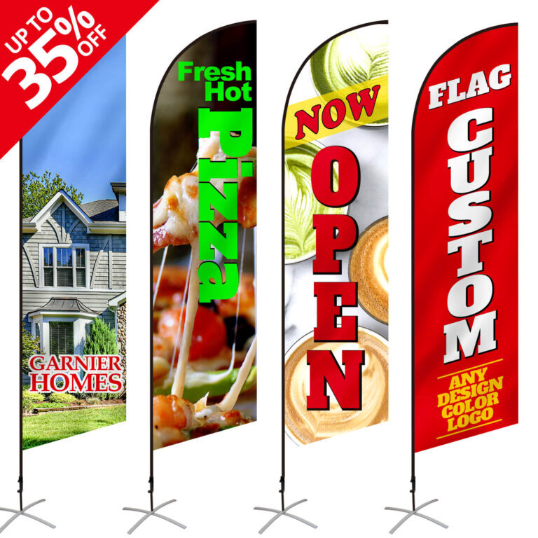 Anley Custom Feather Flag – Print Your Logo/Design Commercial Advertising Banner