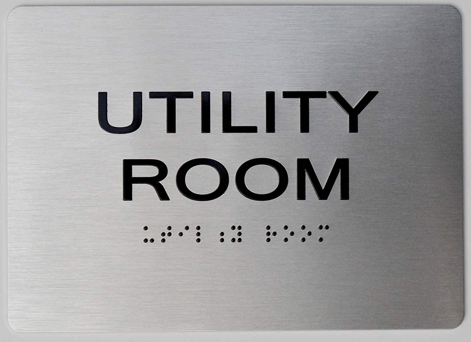 Utility Room Sign – (Aluminum, Brush Silver, Size 5X7) The Sensation.-REF24-1027