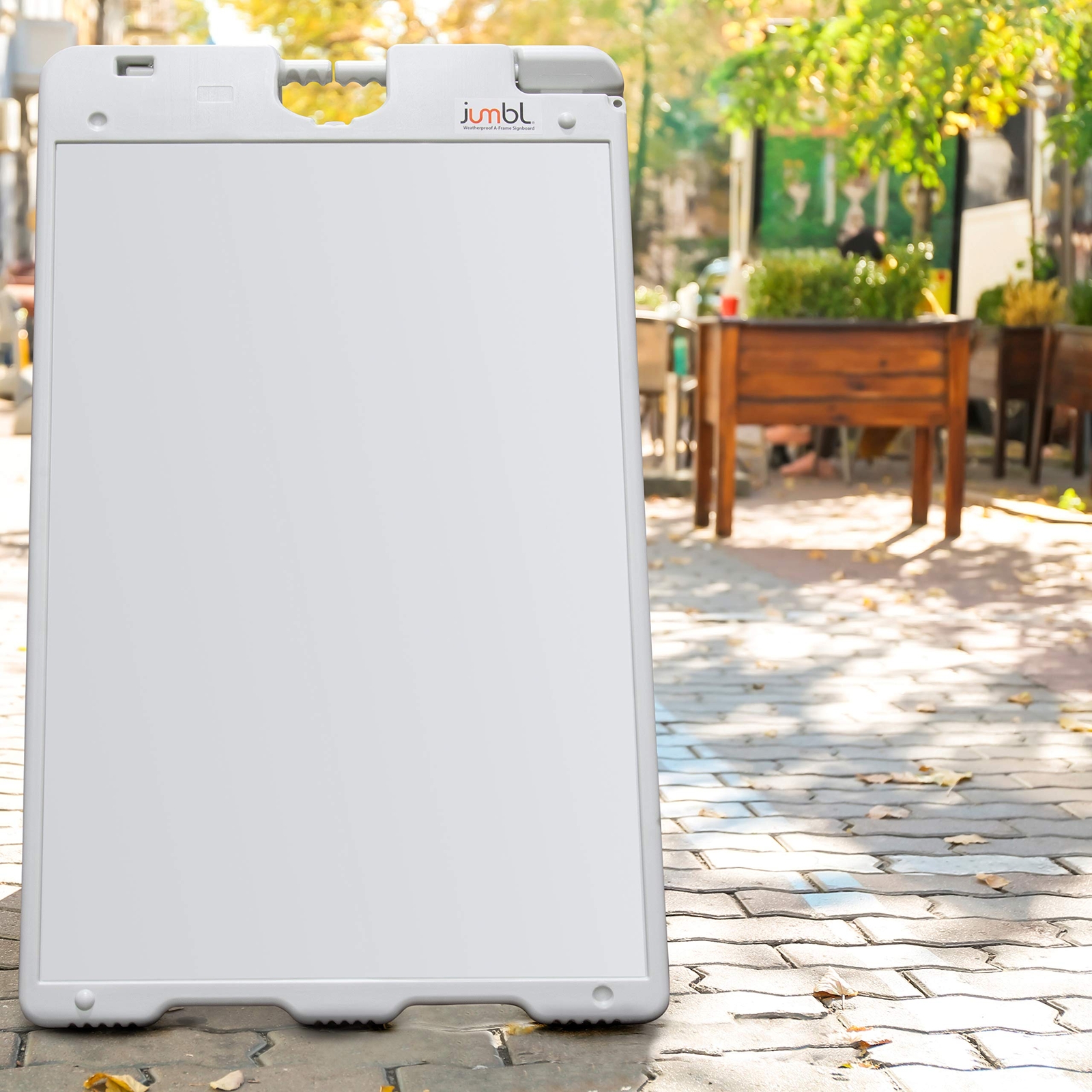 Jumbl A Frame Sign, 24″x36” Display Surface, Outdoor Sandwich Board, White