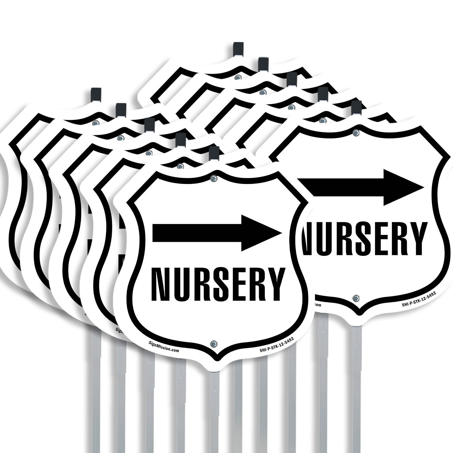 Nursery Right Shield Shaped Sign With Stake Weather Resistant Crafted in the USA