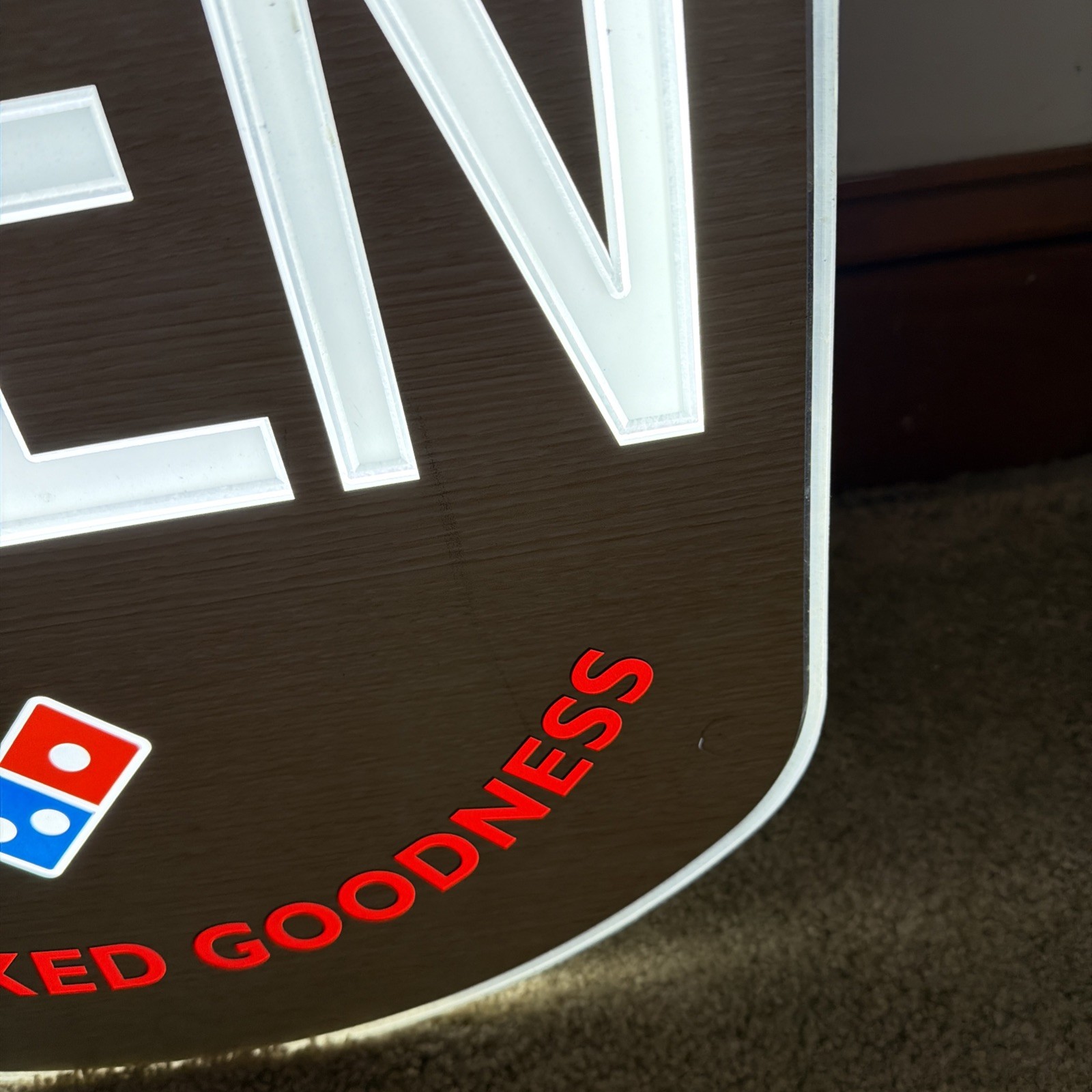 Dominos pizza lighted LED OPEN Sign Working w/Power Supply – 43-1/2” X 17-1/2”x1