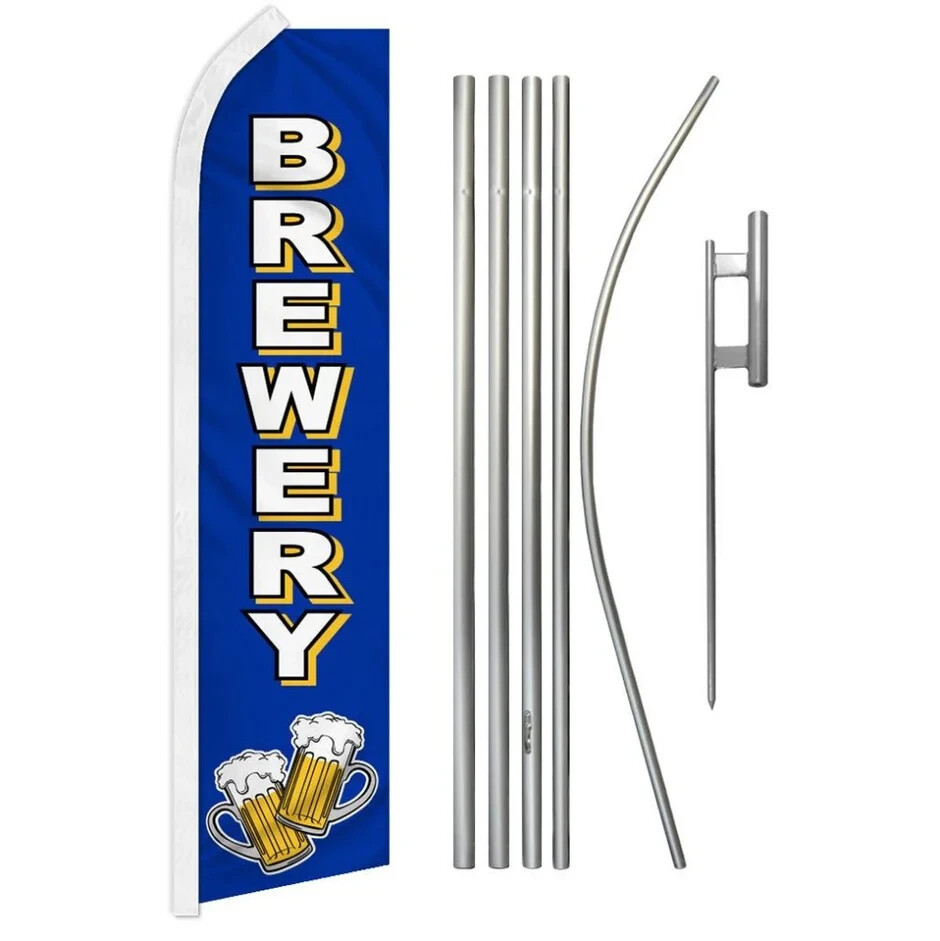 Happy Hour Beer Winery Variations Swooper Advertising Banner Flag Pole Kits