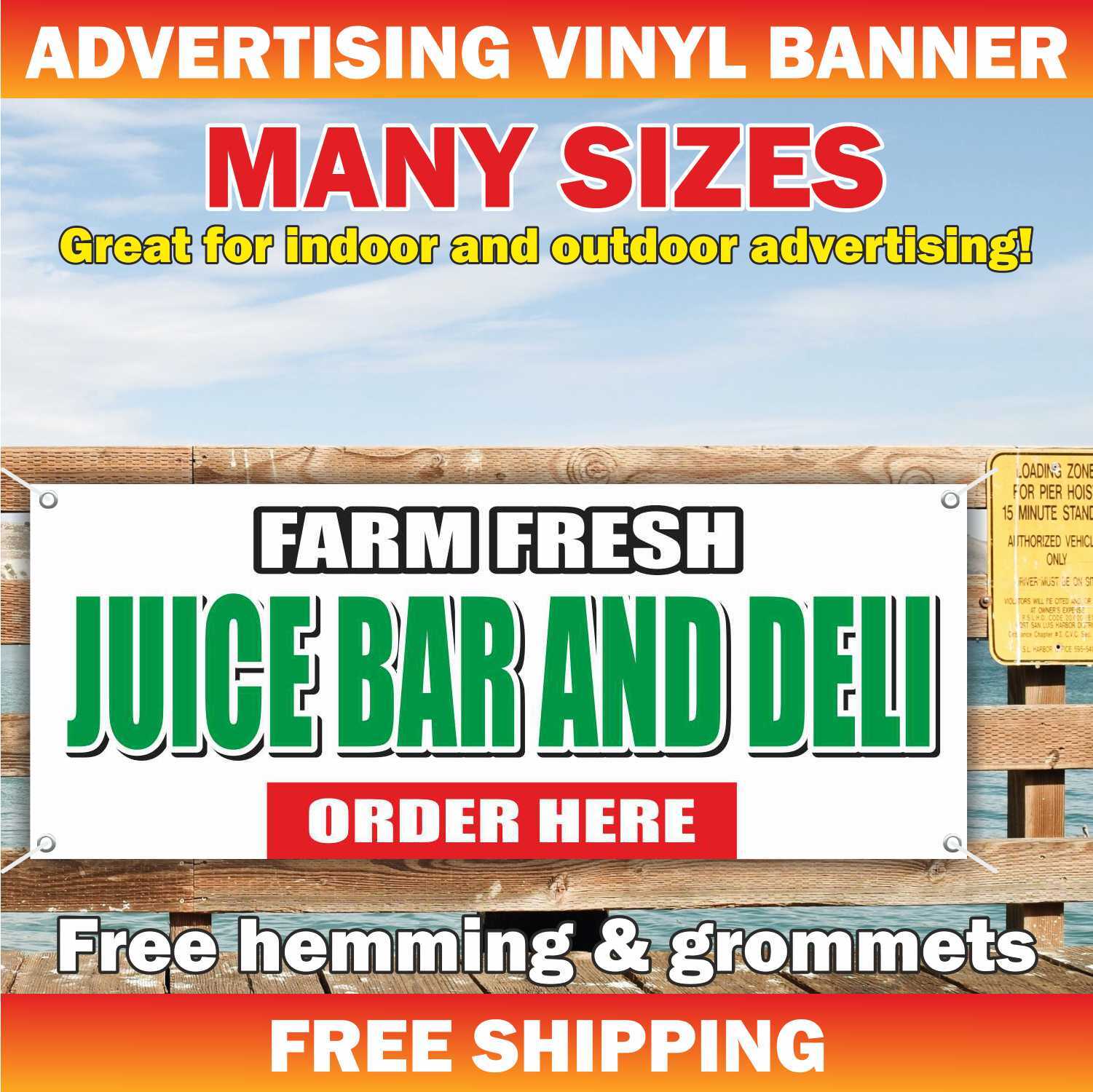 FARM FRESH JUICE BAR DELI ORDER HERE Advertising Banner Vinyl Mesh Sign Fruits
