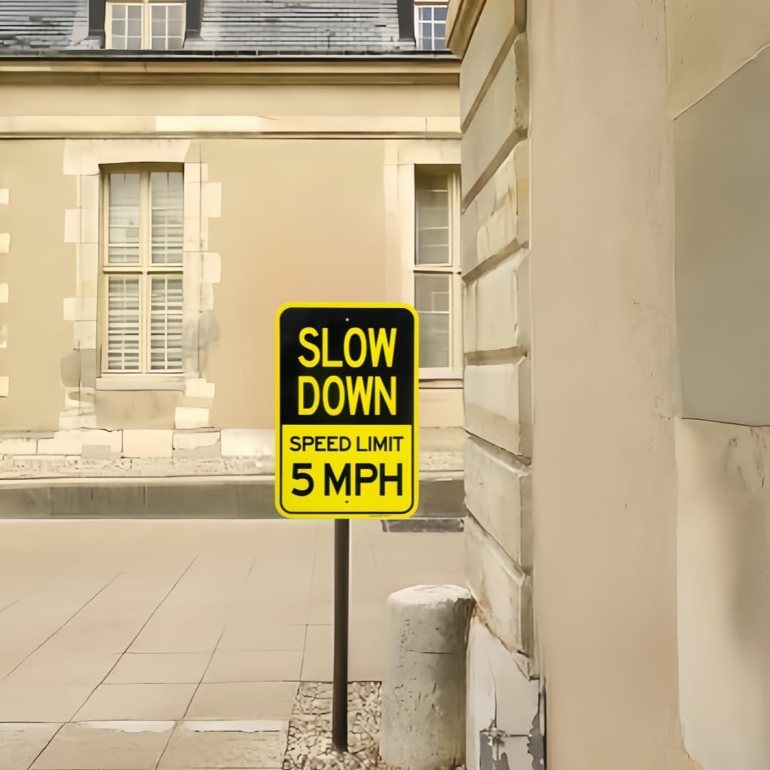 18×12 Inch .040 Large Slow Down Speed Limit 5 MPH Sign Rust Free Alum 2 PCS