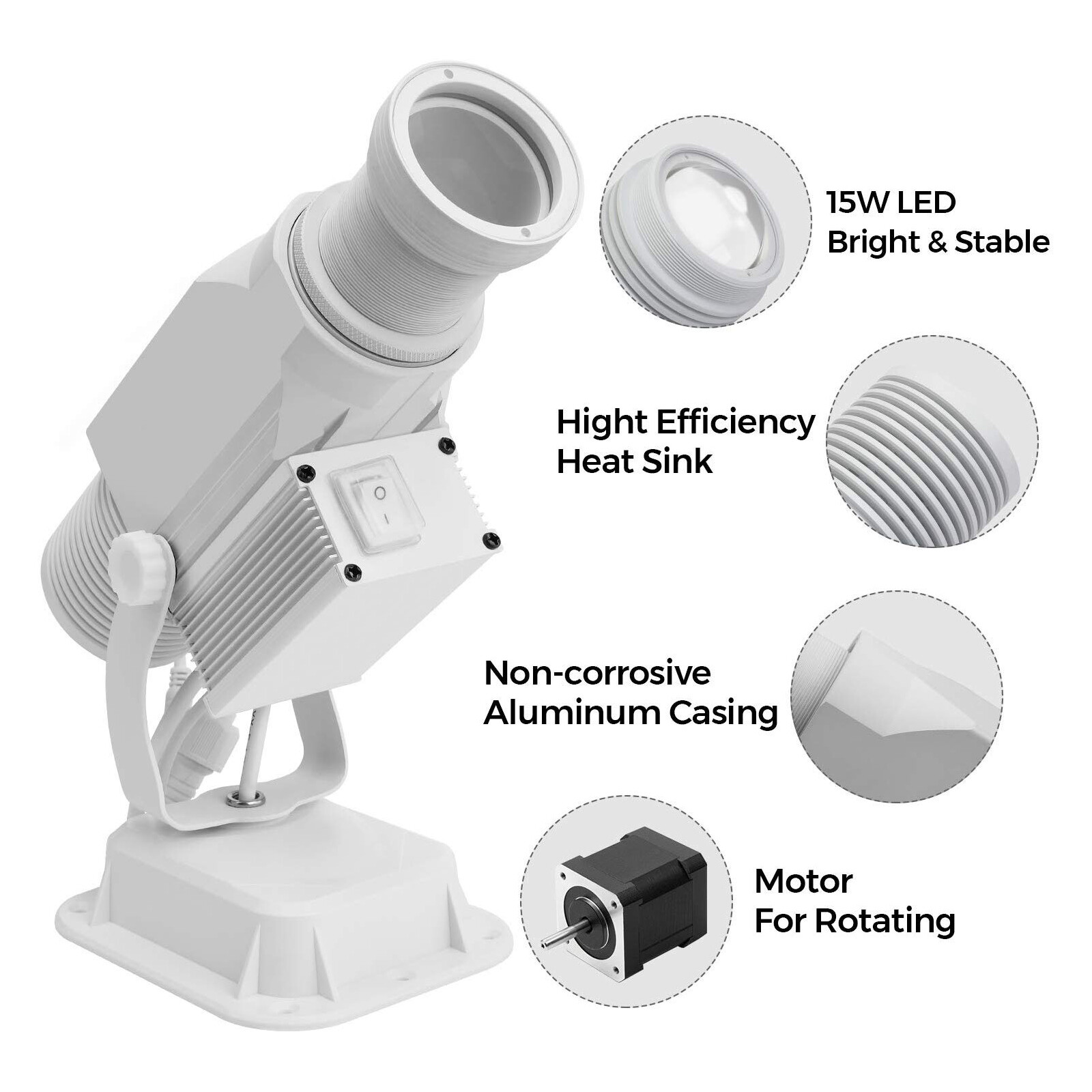 Customize 15W Rotating LED Advertising Gobos Lamp Ad LOGO Projector Light