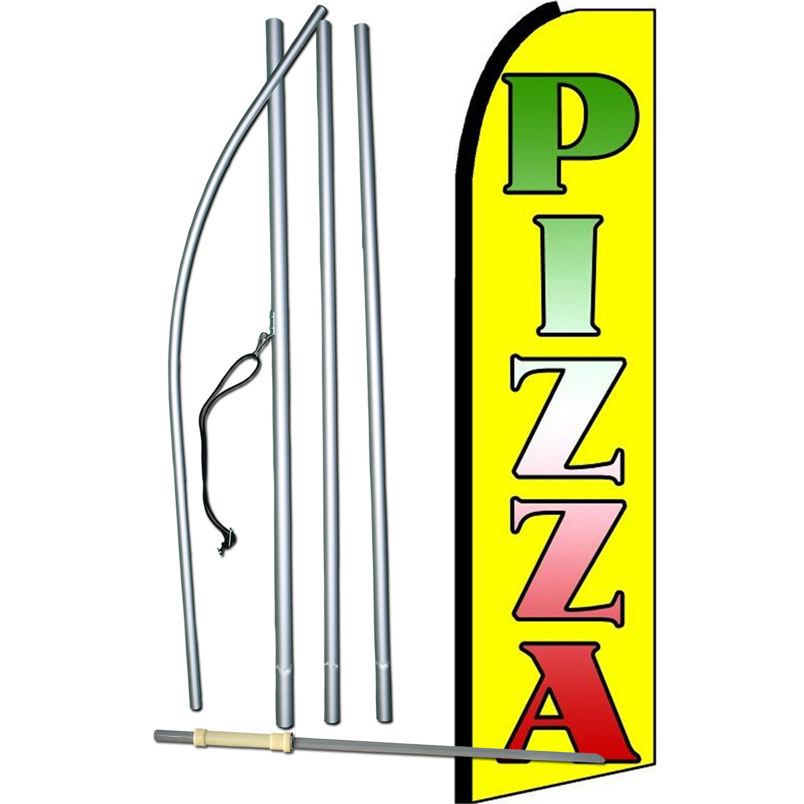 Pizza Yellow Flag with Flag Pole and Spike