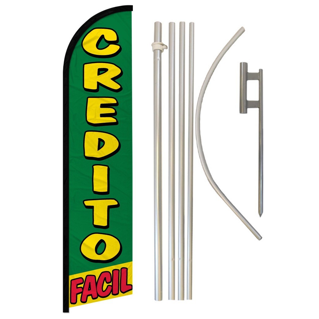 Credito Facil Windless Banner Swooper Advertising Flag Pole Kit Easy Finance