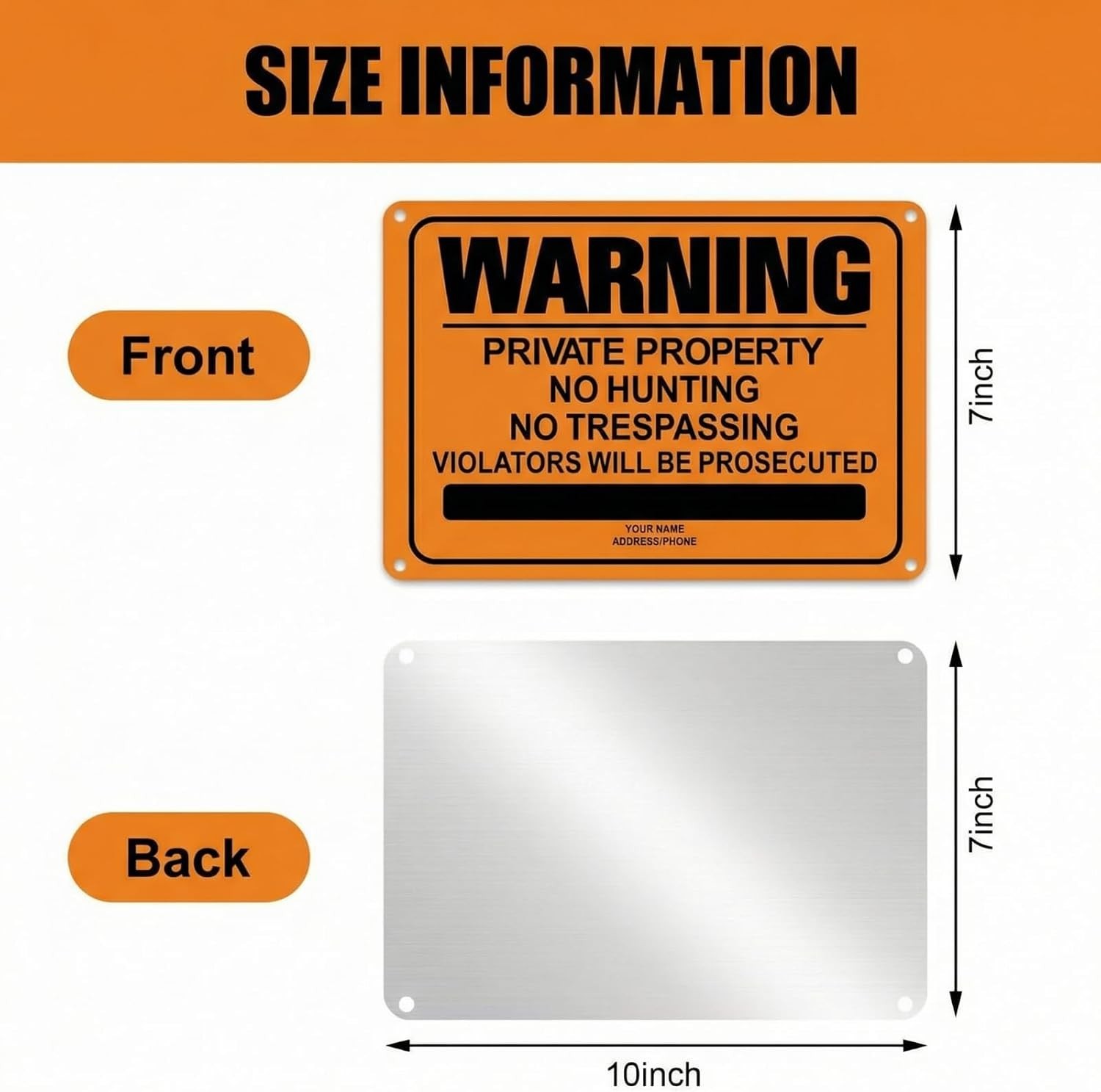 No Hunting No Trespassing Signs 8 Pack Reflective Metal Private Property Orange