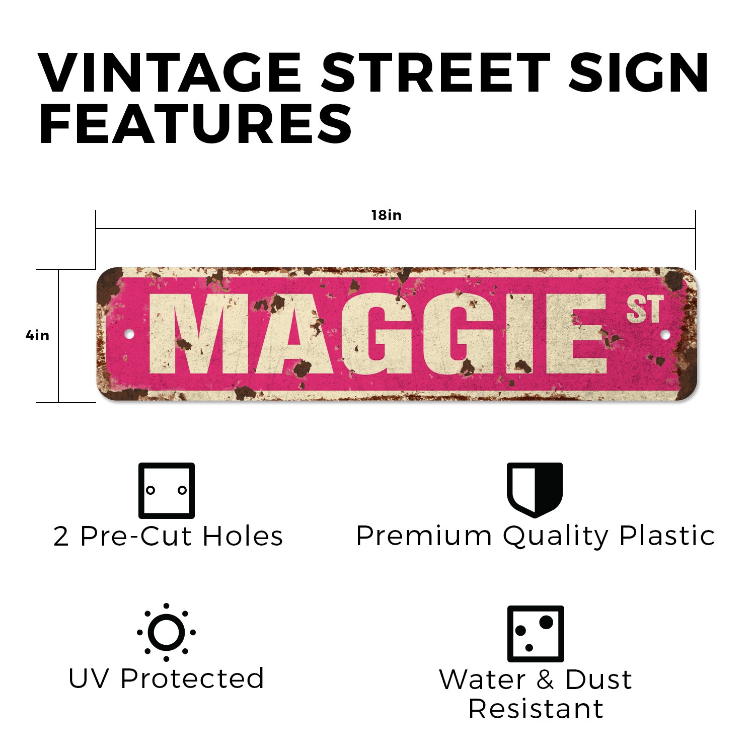 MAGGIE Vintage Style Rustic Street Sign Childrens Name Room Metal Road Sign