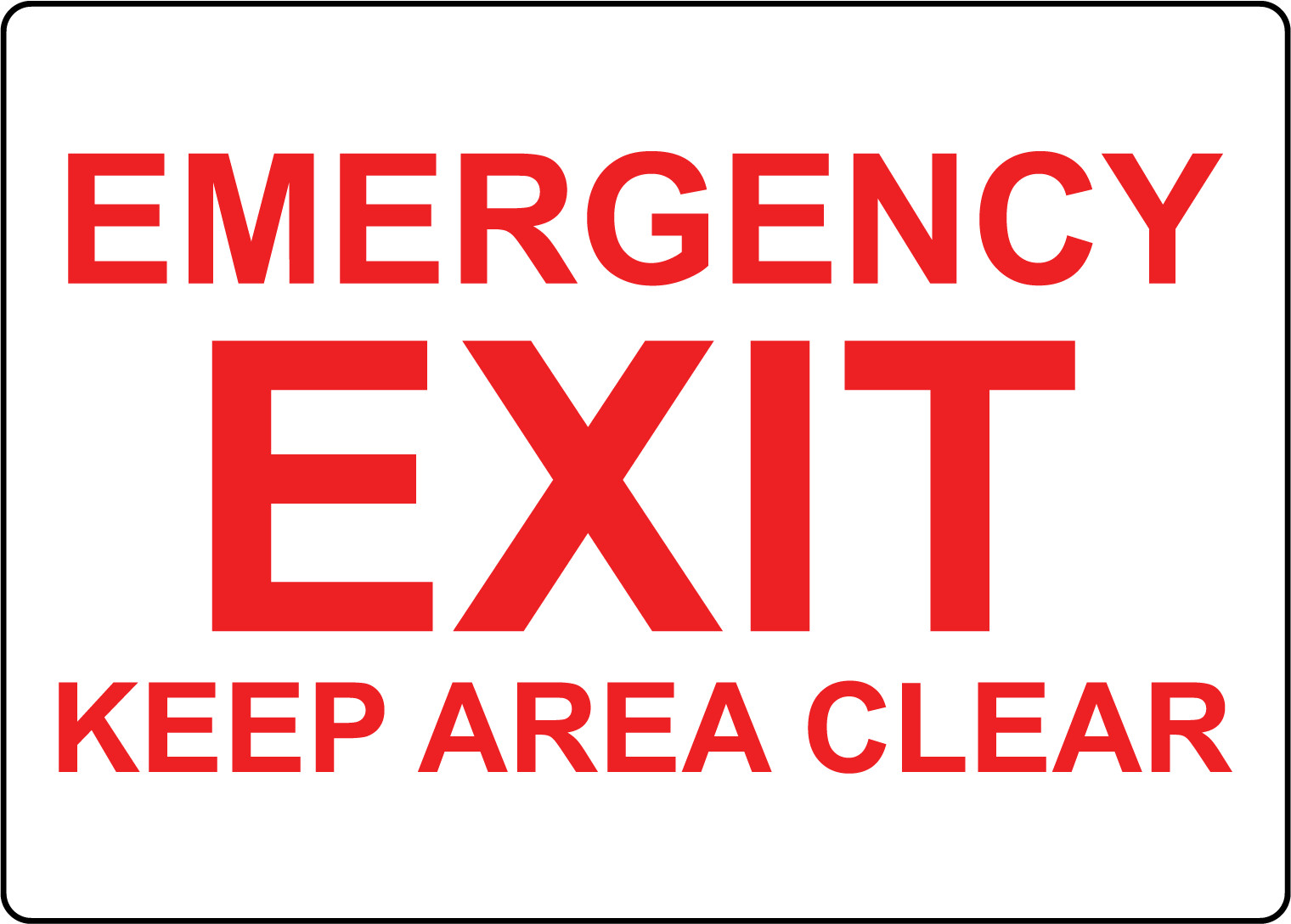 EMERGENCY EXIT KEEP AREA CLEAR | Adhesive Vinyl Sign Decal