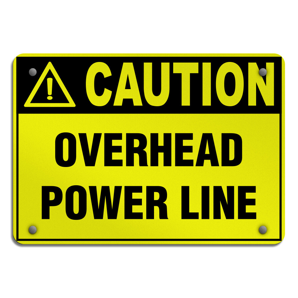 Aluminum Horizontal Metal Sign Caution Overhead Power Line Hazard Labels