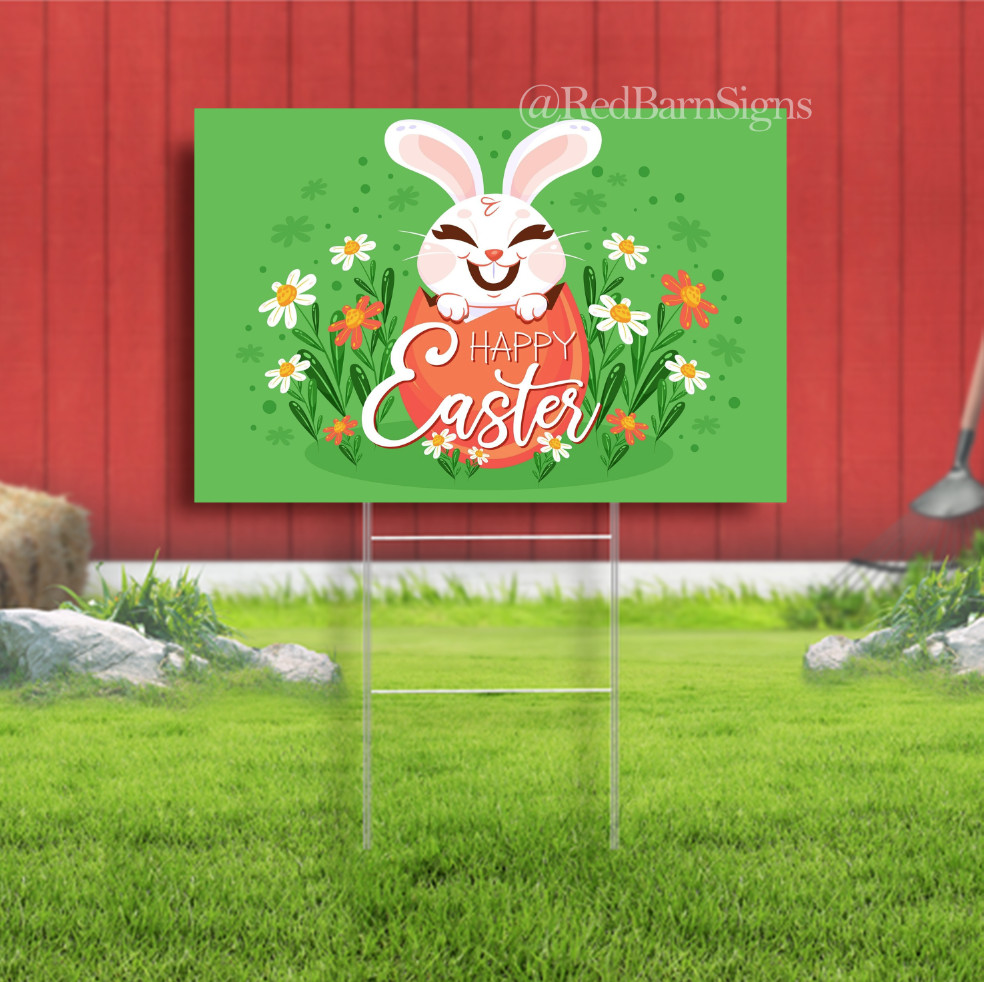 Happy Easter Day Easter Sunday 009 One-Sided Yard Sign with Metal Stakes