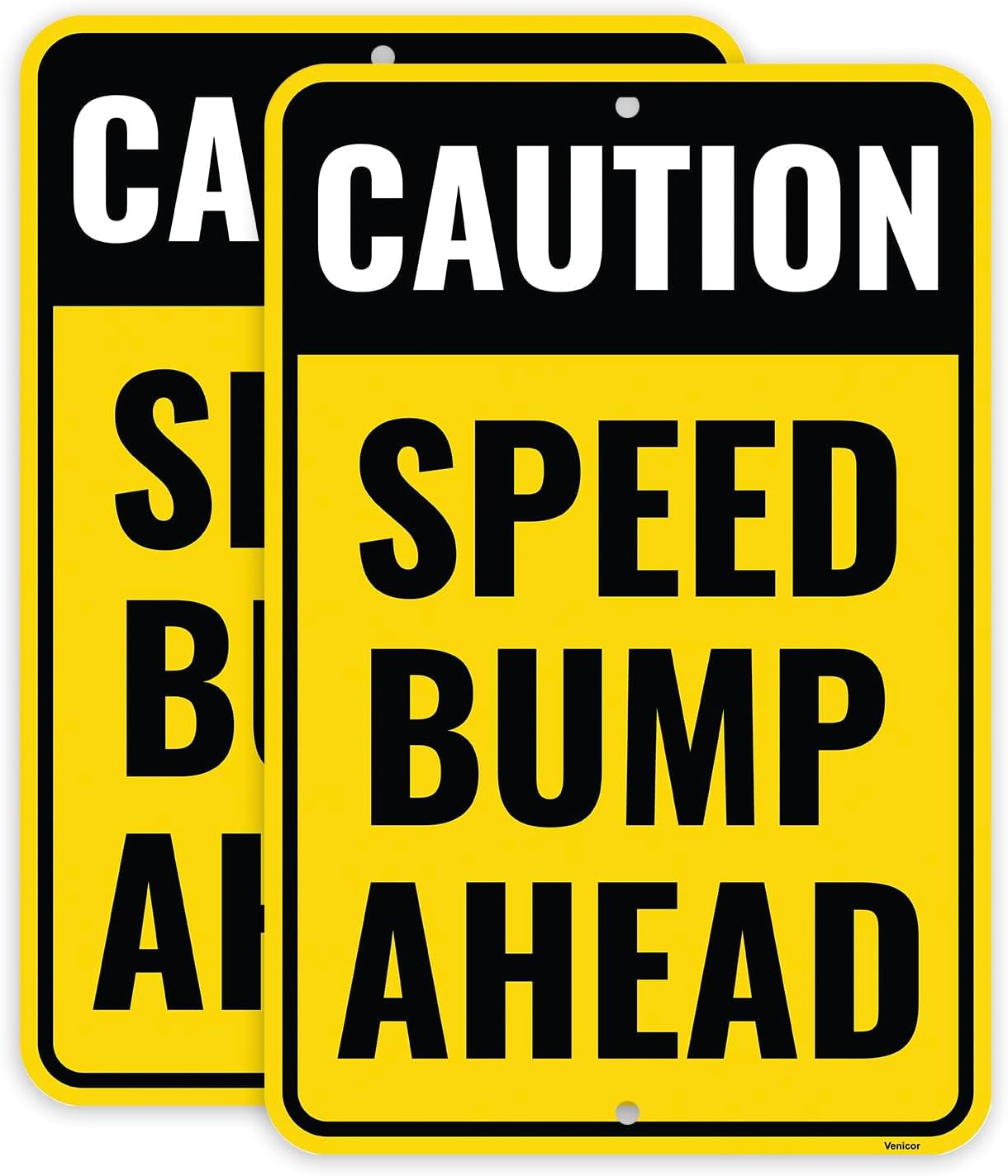 2-Pack Aluminum Caution Speed Bump Signs – 18 x 12 Inches