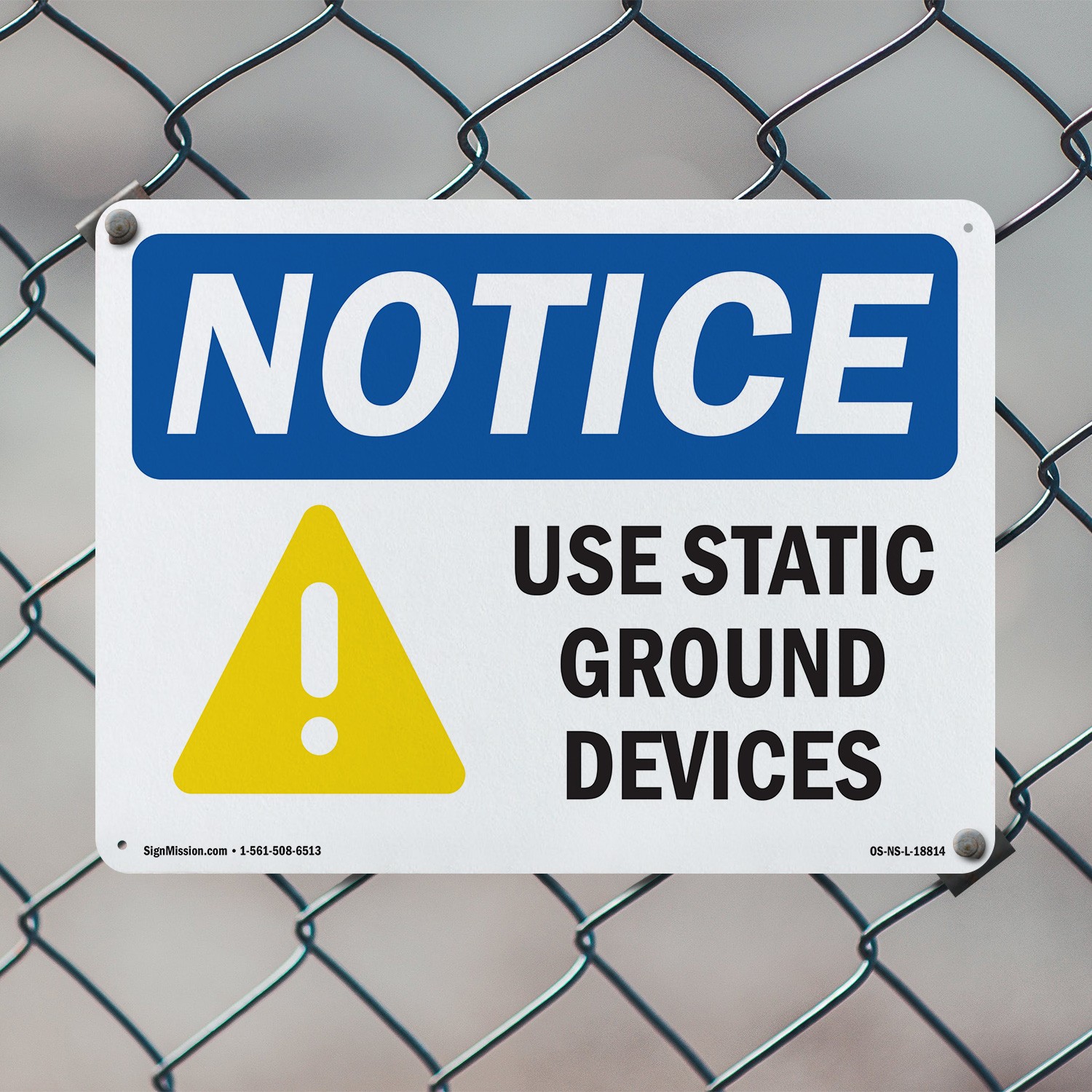 Use Static Ground Devices OSHA Notice Sign Metal Plastic Or Decal – 5 or 10 Pack
