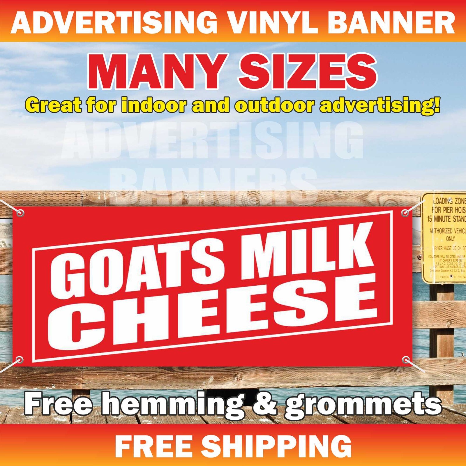 GOATS MILK CHEESE Advertising Banner Vinyl Mesh Sign Farm Fresh Product Food