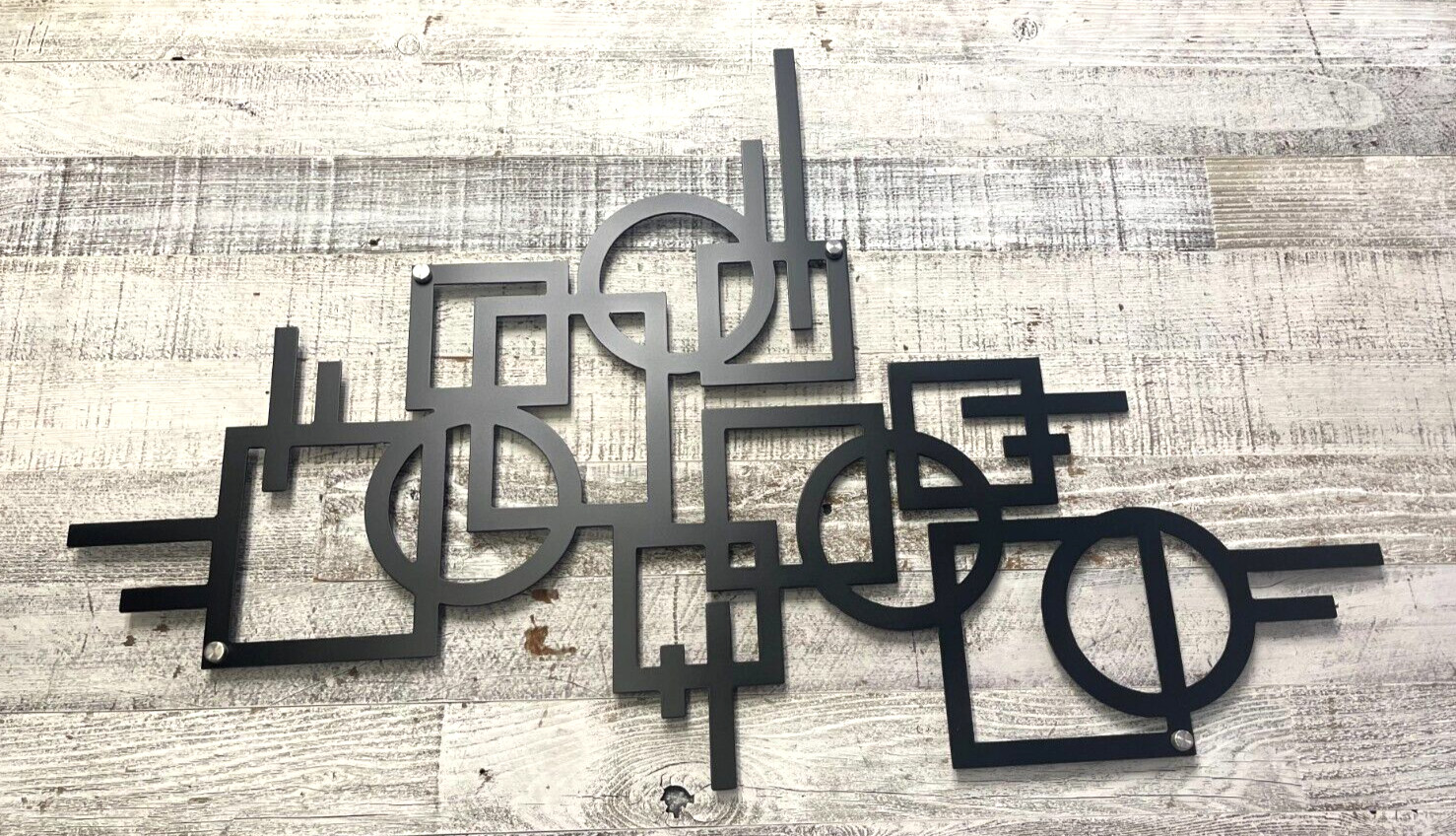 Modern Lines Metal Wall Art Decor Black Satin 32″ x 20″