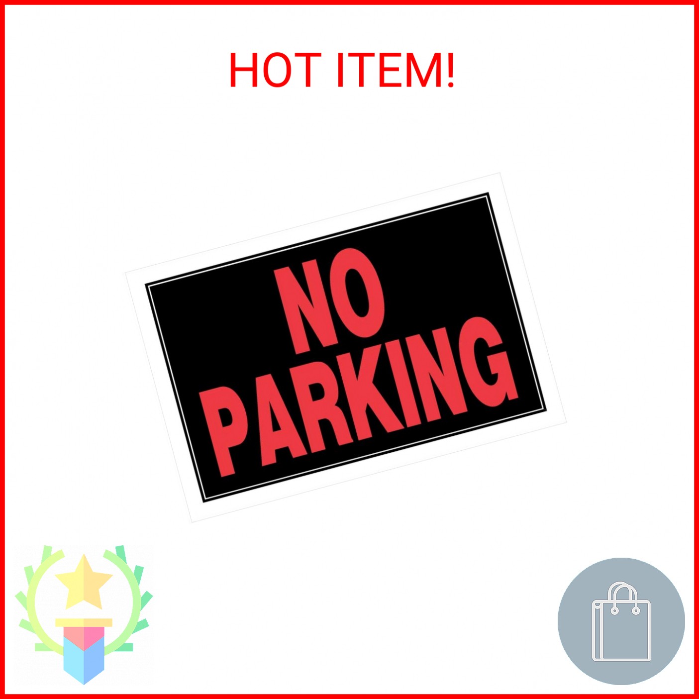 Hillman Group 839902 8 x 12 in. Black Plastic No Parking Horizontal Sign – – Pac