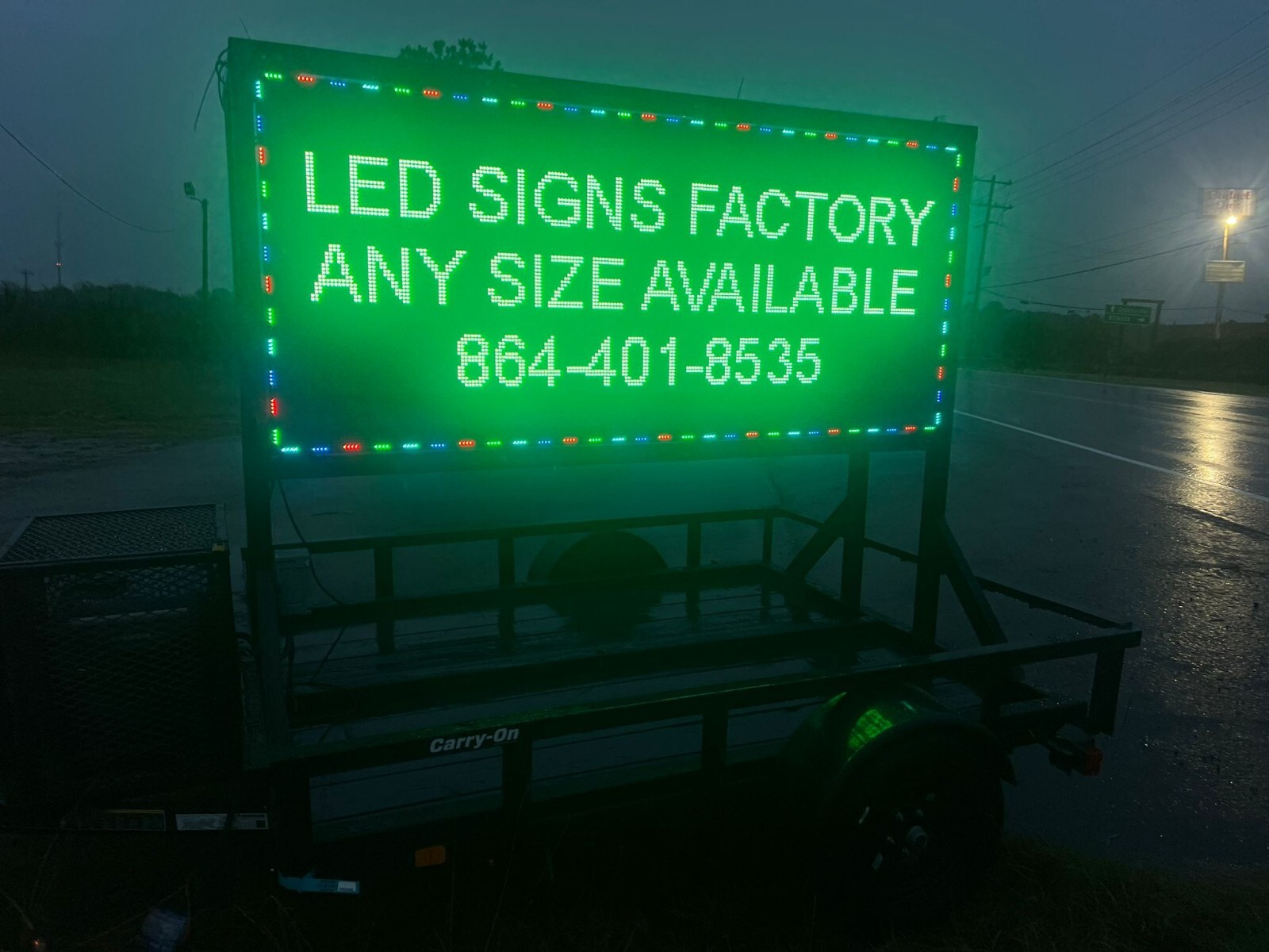 Scrolling Double-Sided LED Digital Mobile Sign Full Trailer Sign 3×7 Outdoor