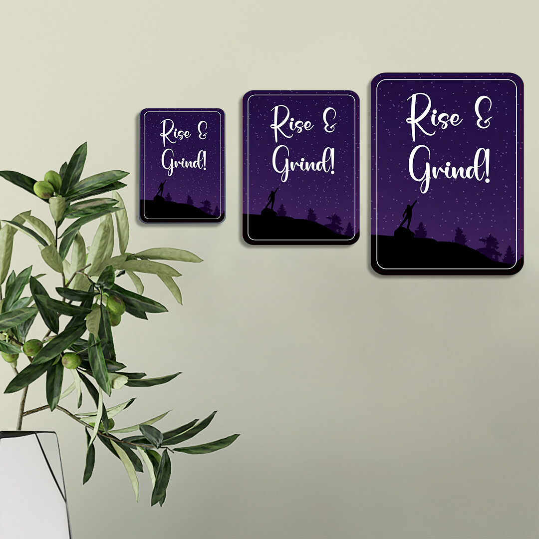 Portrait Round Plus Rise and Grind Wall or Door Sign