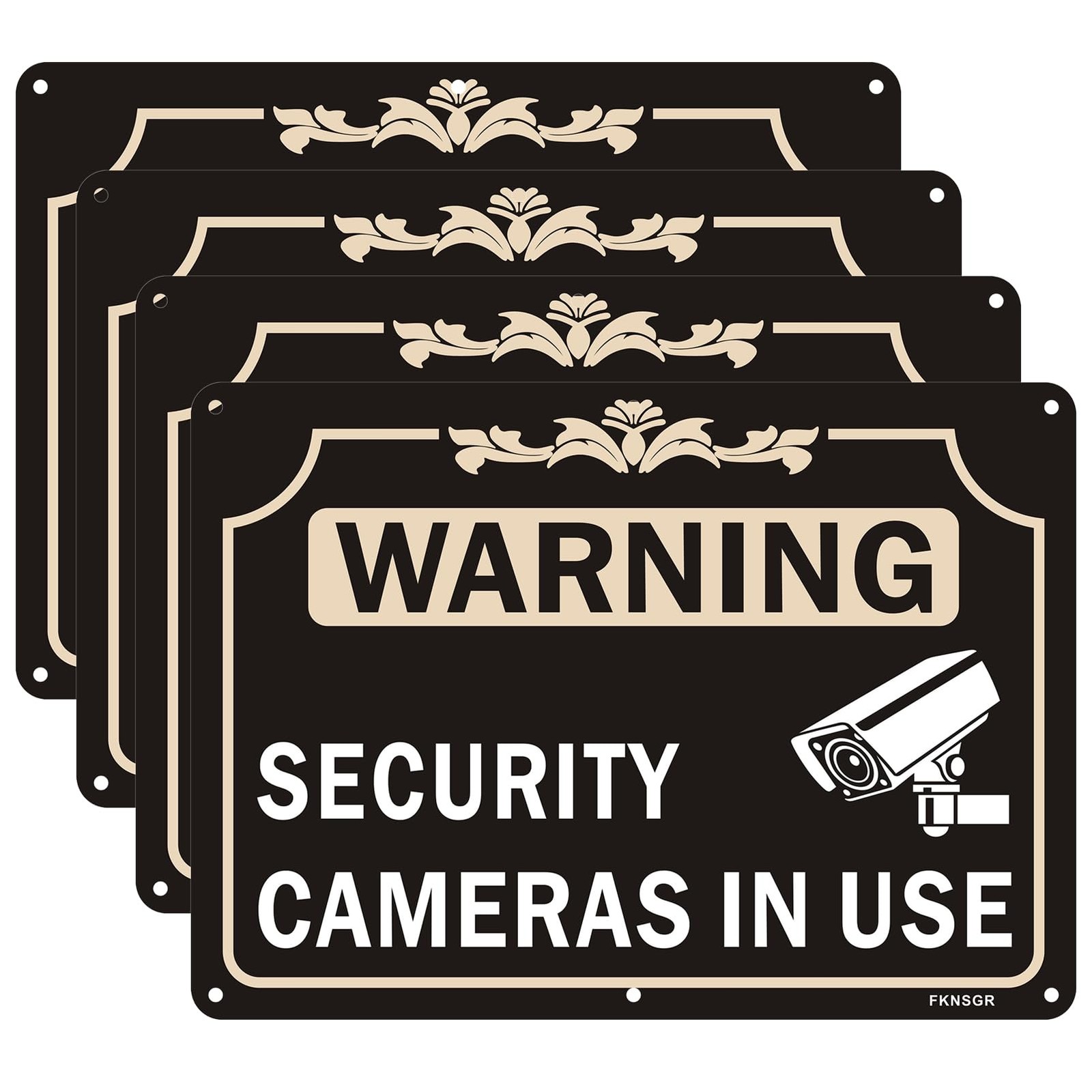 4 PCS 10×7 Inch Security Cameras In Use Sign Rust Free Aluminum Fade