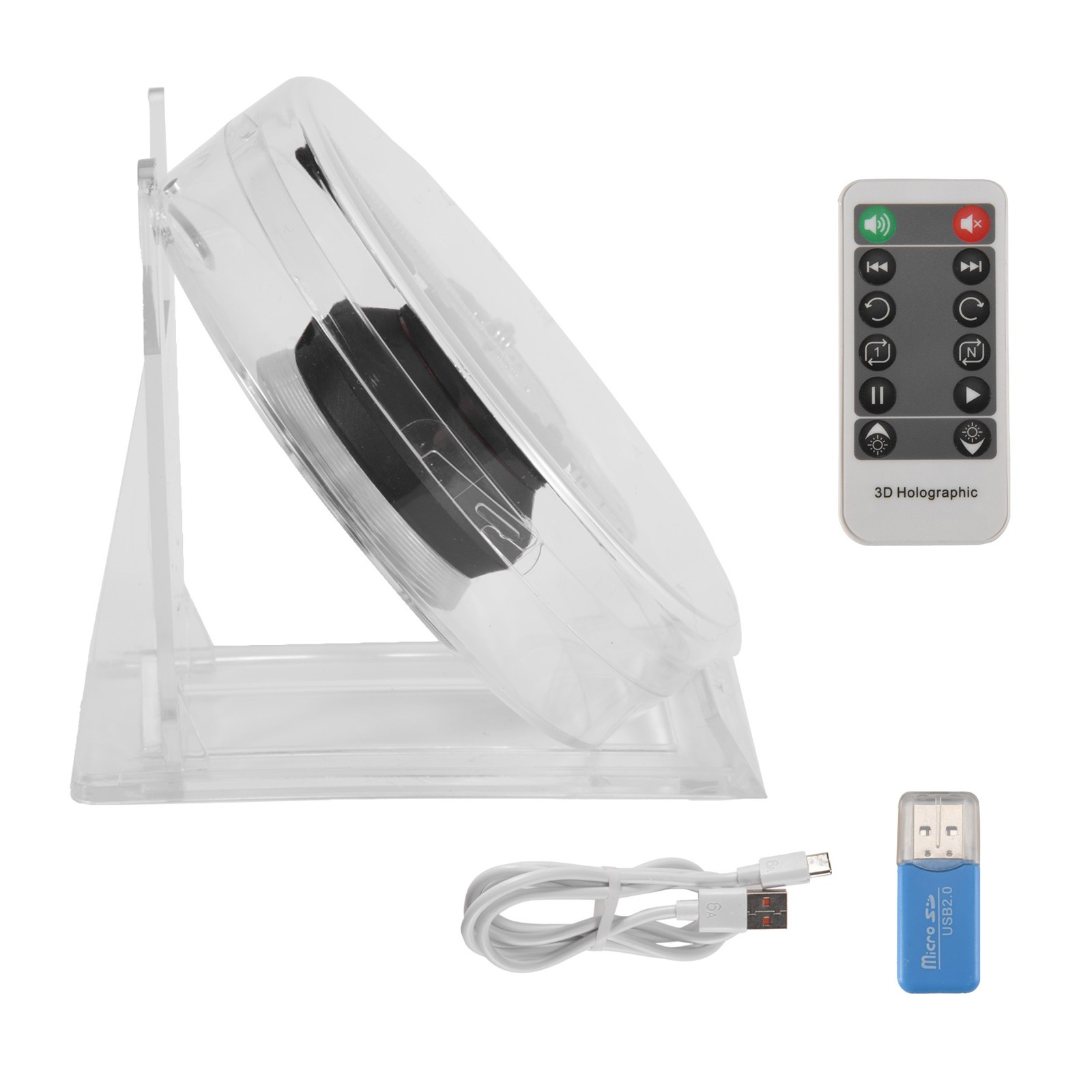 3D Fan Hologram Projector Desktop LED Sign Holographic Lamp Player Remote5864