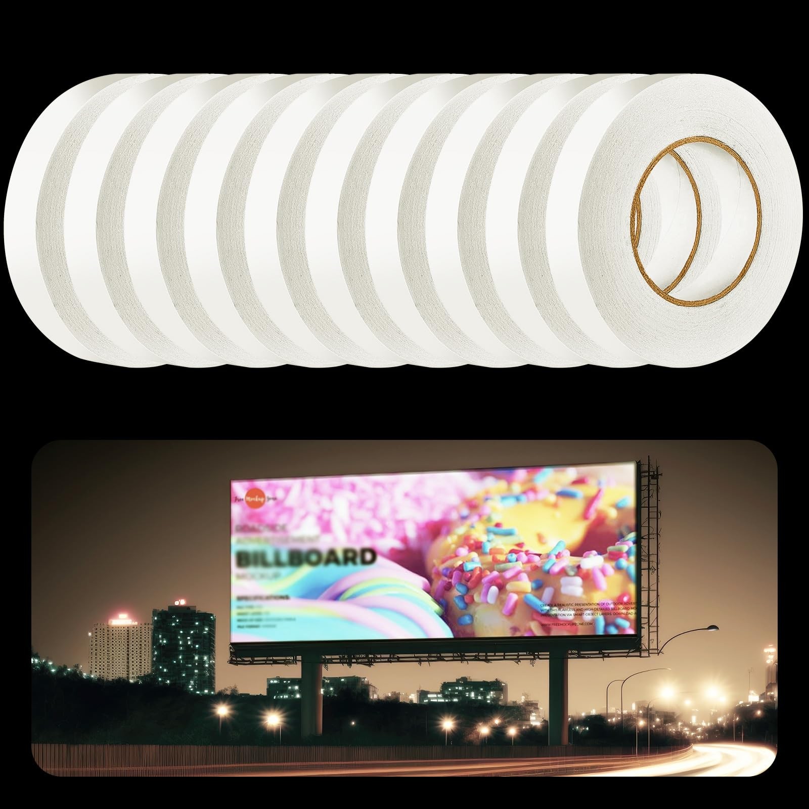 Geyoga 10 Rolls Total 1640 Ft Heavy Duty Banner Hem Tape Double Sided Each 1 X