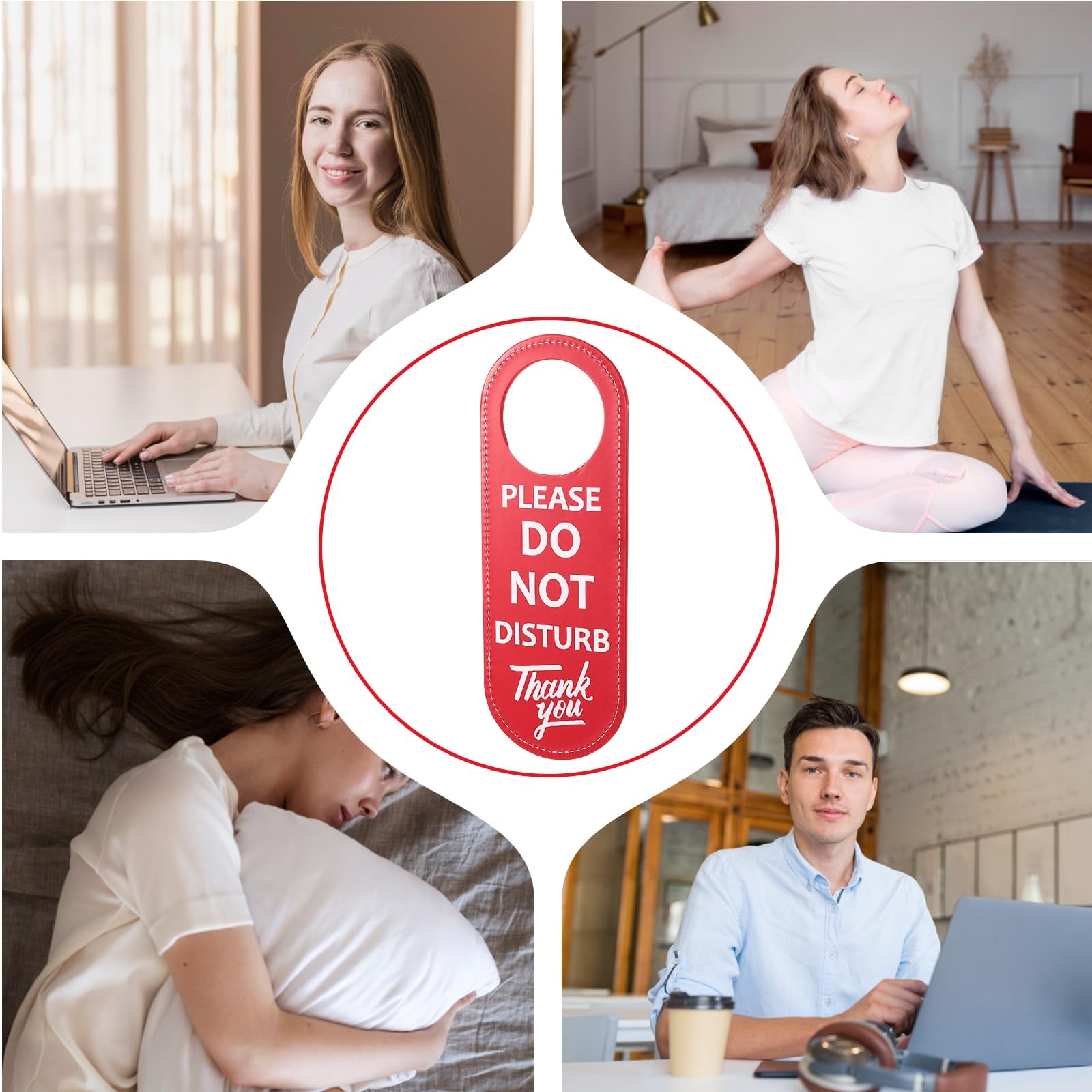 PU Leather Double Sided Please Do Not Disturb Sign, Do Not Disturb Door Hange…