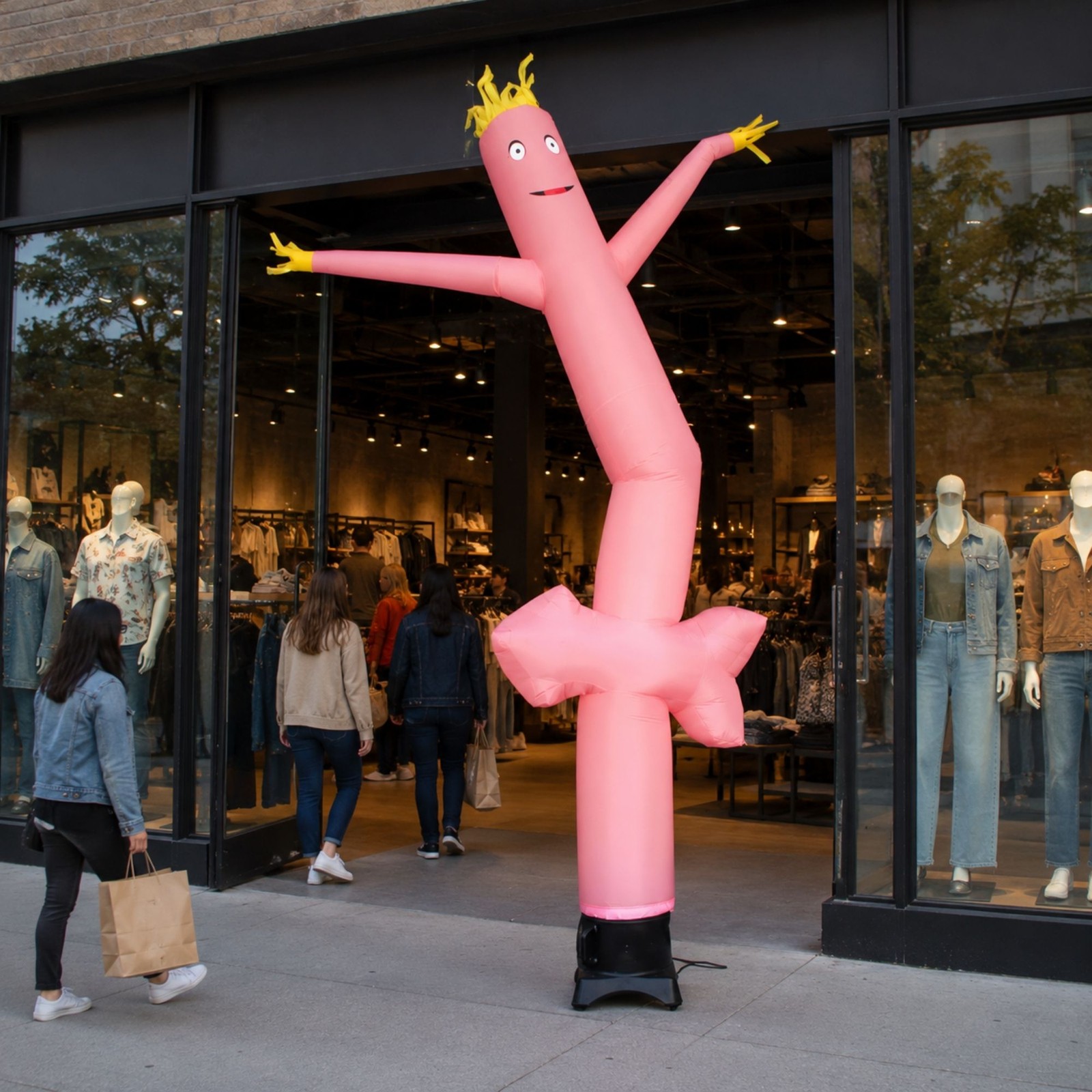 Advertising Inflatable Tube Man 12ft Pink Arrow Blow Up Wavy Flailing w Blower