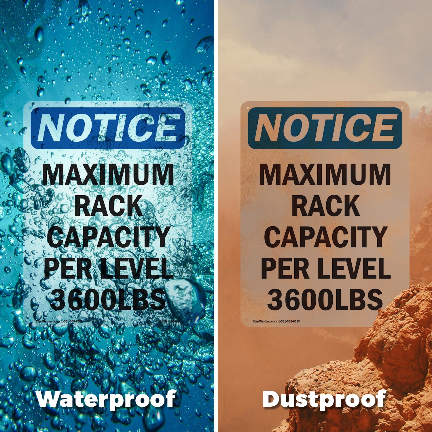 Maximum Rack Capacity Per OSHA Notice Sign Metal Plastic Or Decal – 5 or 10 Pack