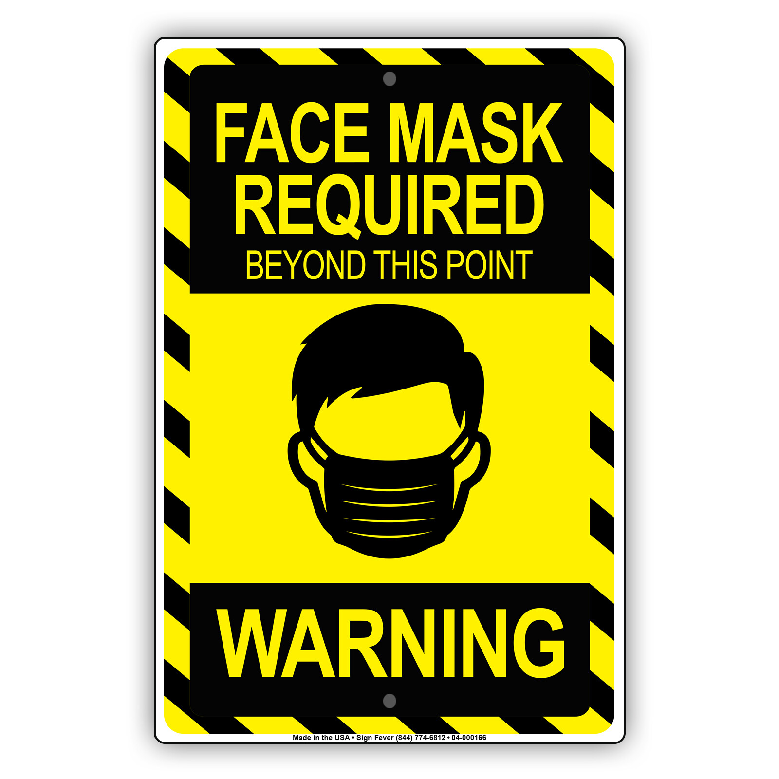 Warning Face Mask Required Beyond This Point Door Or Window Aluminum Metal Sign