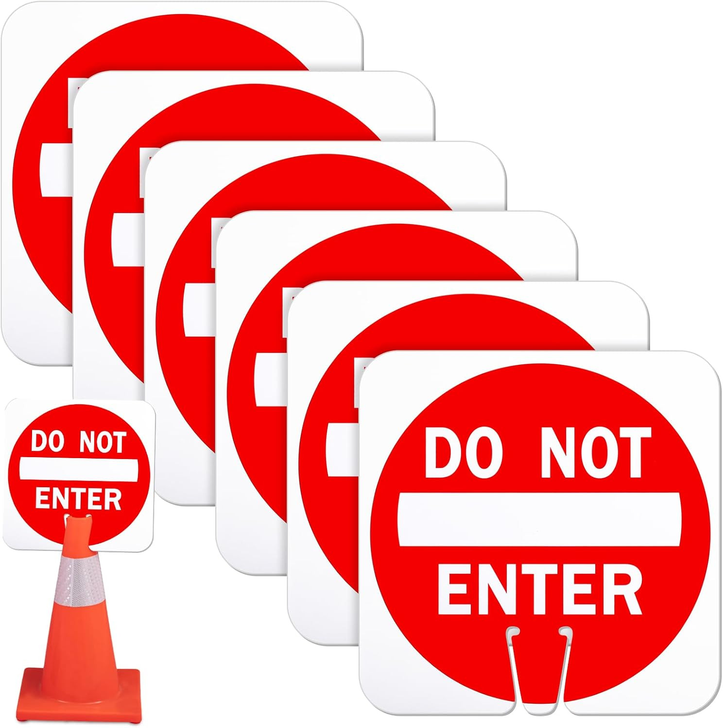 6 Pcs Do Not Enter Cone Traffic Sign 12 X 12 Inches Warning Sign Red and White D