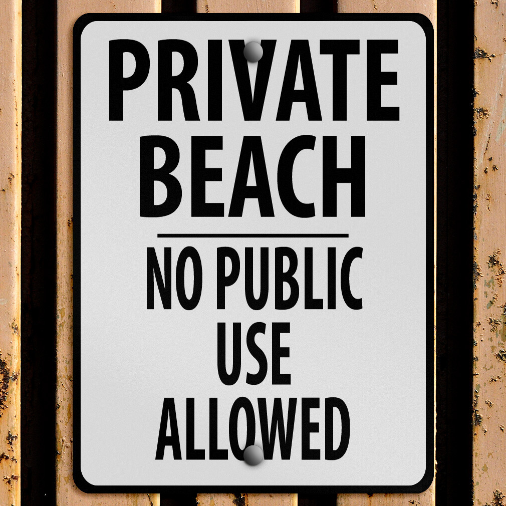 Vertical Metal Sign Private Beach M Restricted Area Weatherproof Street