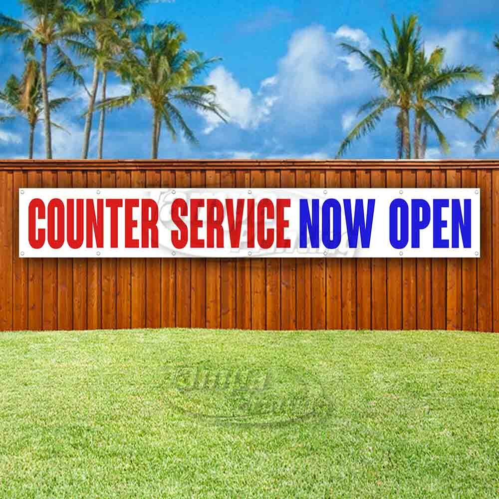 COUNTER SERVICE NOW OPEN Advertising Vinyl Banner Flag Sign LARGE HUGE XXL SIZE