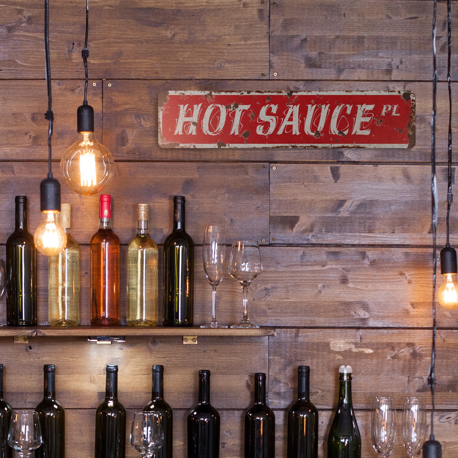 HOT SAUCE Vintage Style Street Sign Metal Plastic collector wings peppers spice