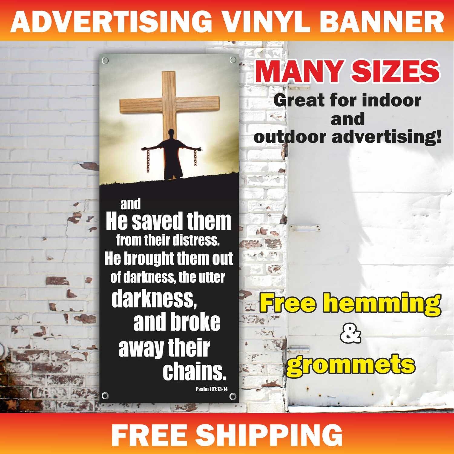 Psalm Prayer Advertising Banner Vinyl Mesh Sign Church Bible God Free Shipping