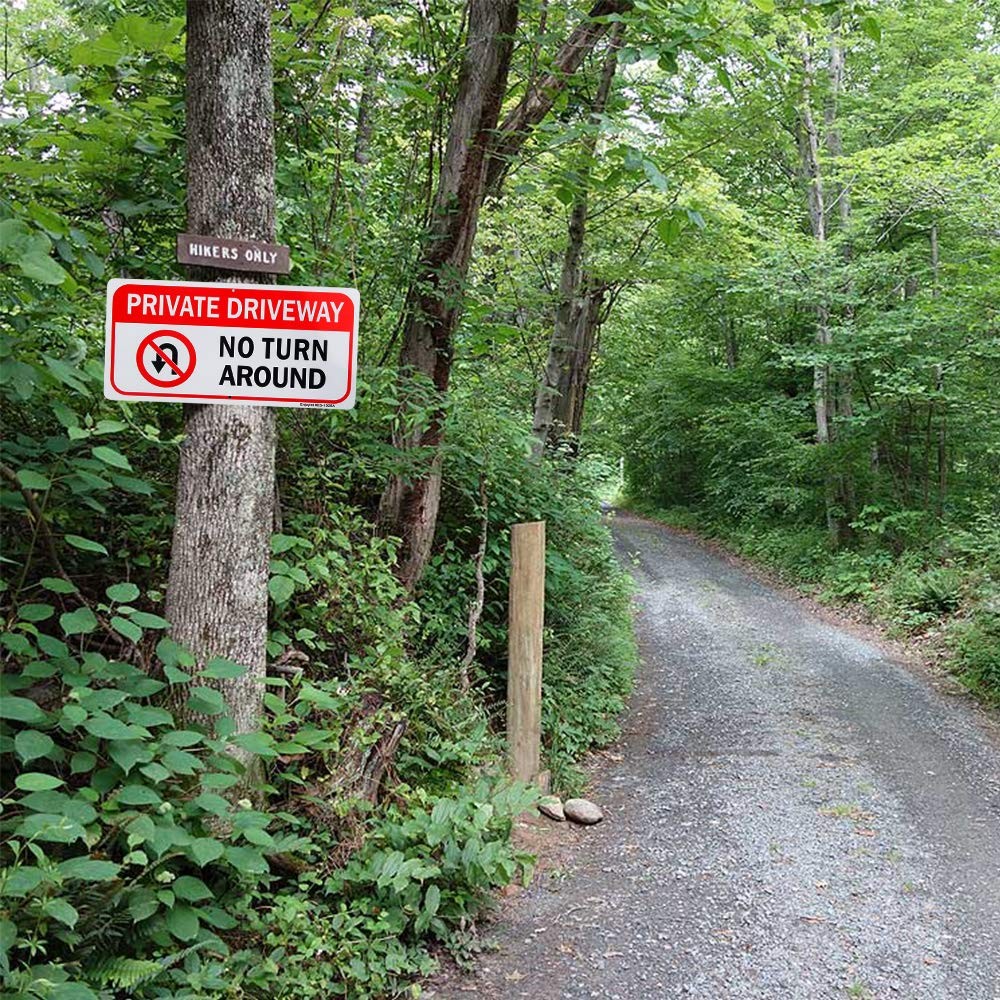 2 Pack Private Driveway, No Turn Around Sign, 14″x 7″ .04″ Aluminum Reflective