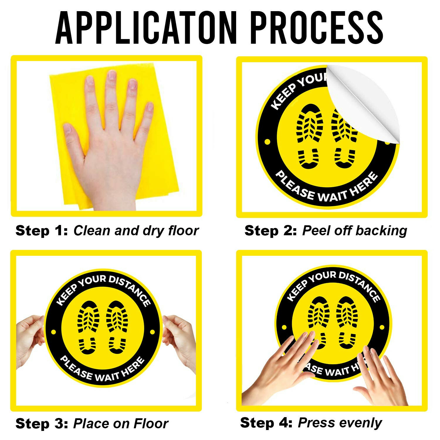 10 Pack Social Distancing Floor Decals – 11″ Commercial Grade Removable Sticker