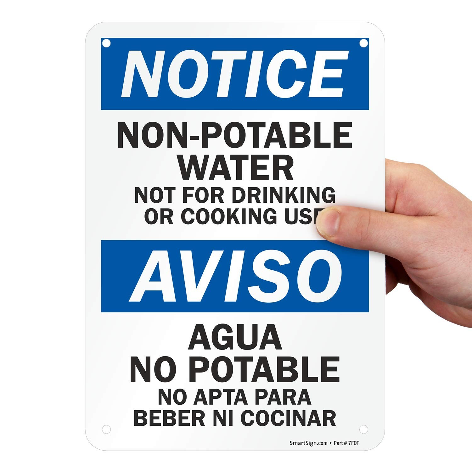 Notice Non Potable Water Bilingual Aluminum Sign 7×10 Inch S2841AL10