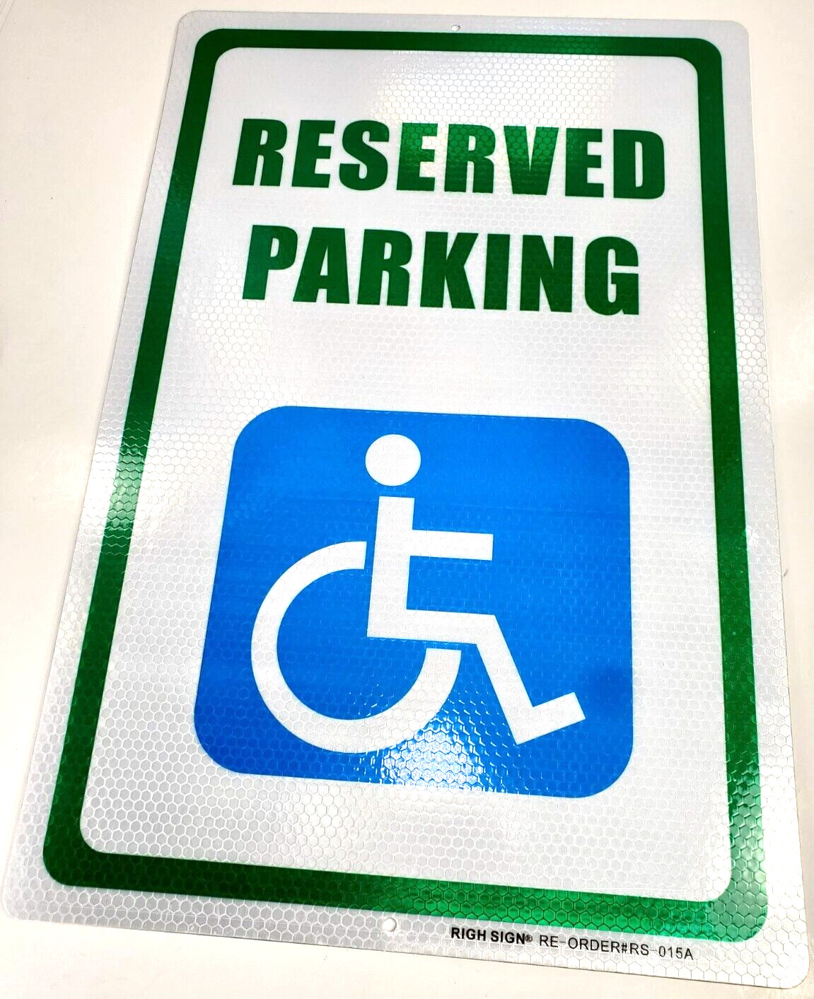 RIGH-SIGN WHEELCHAIR RESERVED Handicap PARKING 12 x 18″ Aluminum Sign Reflective