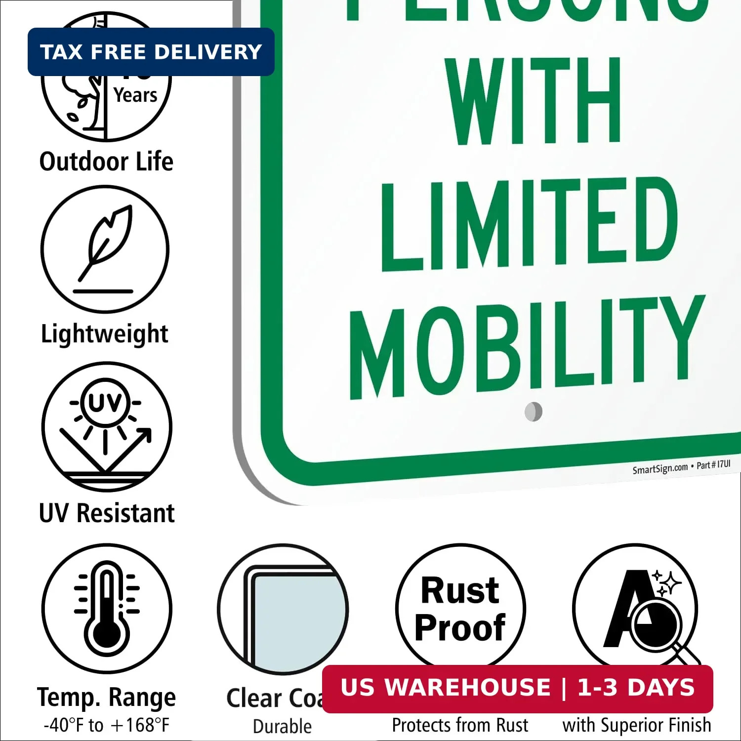 18 x 12 inch Reserved For Persons With Limited Mobility Parking Sign