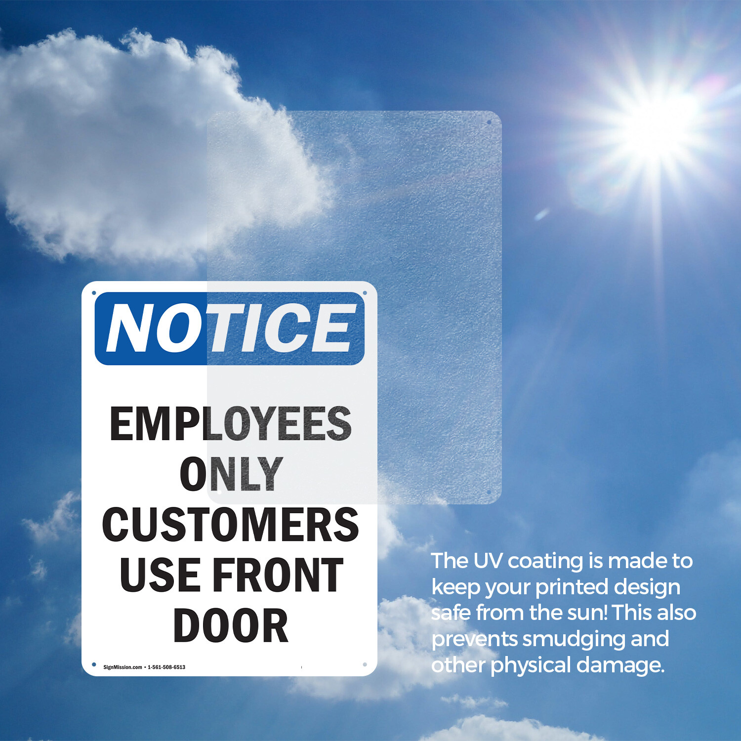 (2 Pack) Employees Only Customers Use Front Door OSHA Notice Sign Decal Metal