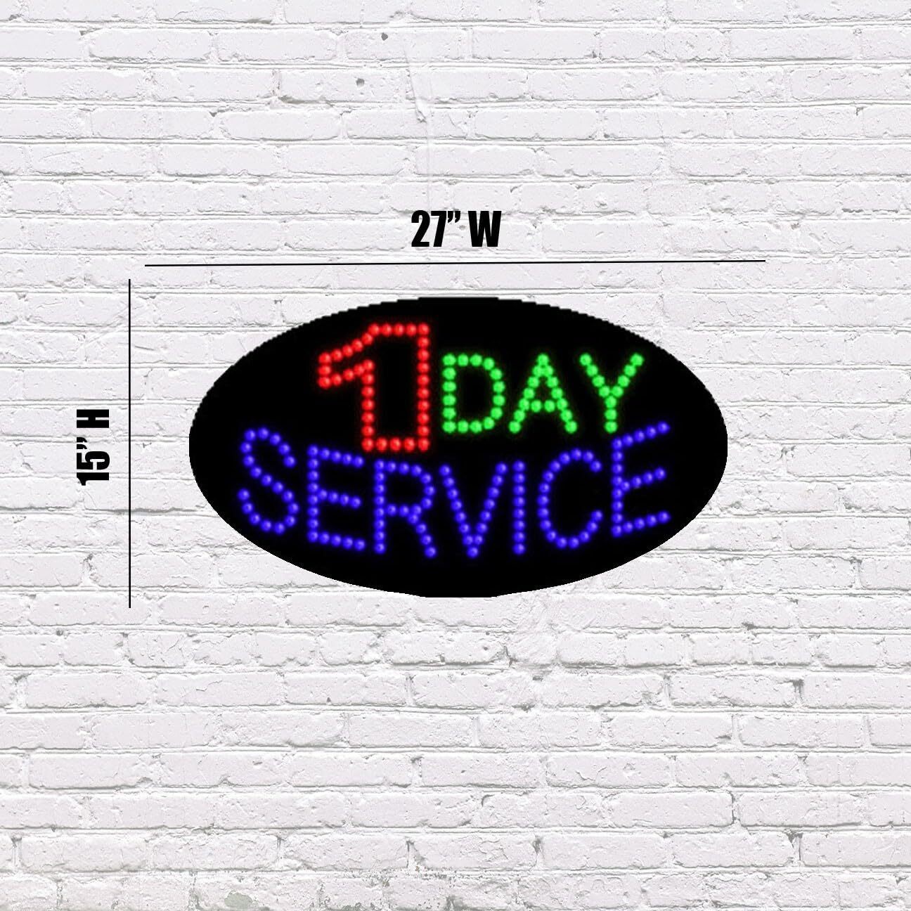 LED 1 Day Service | Light-up Sign | 15″H x 27″W x 2″D