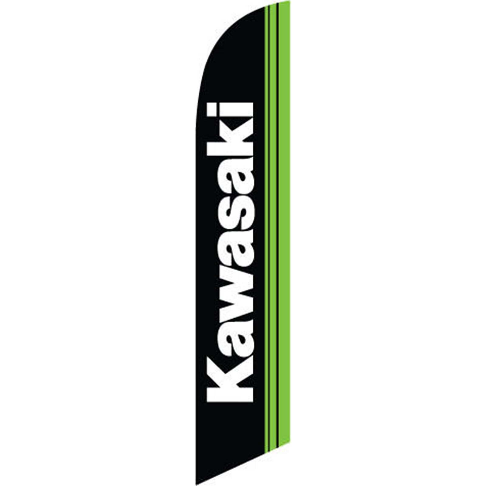 Kawasaki White 2 1/2 ft X 11 1/2 ft Windless Swooper Flag