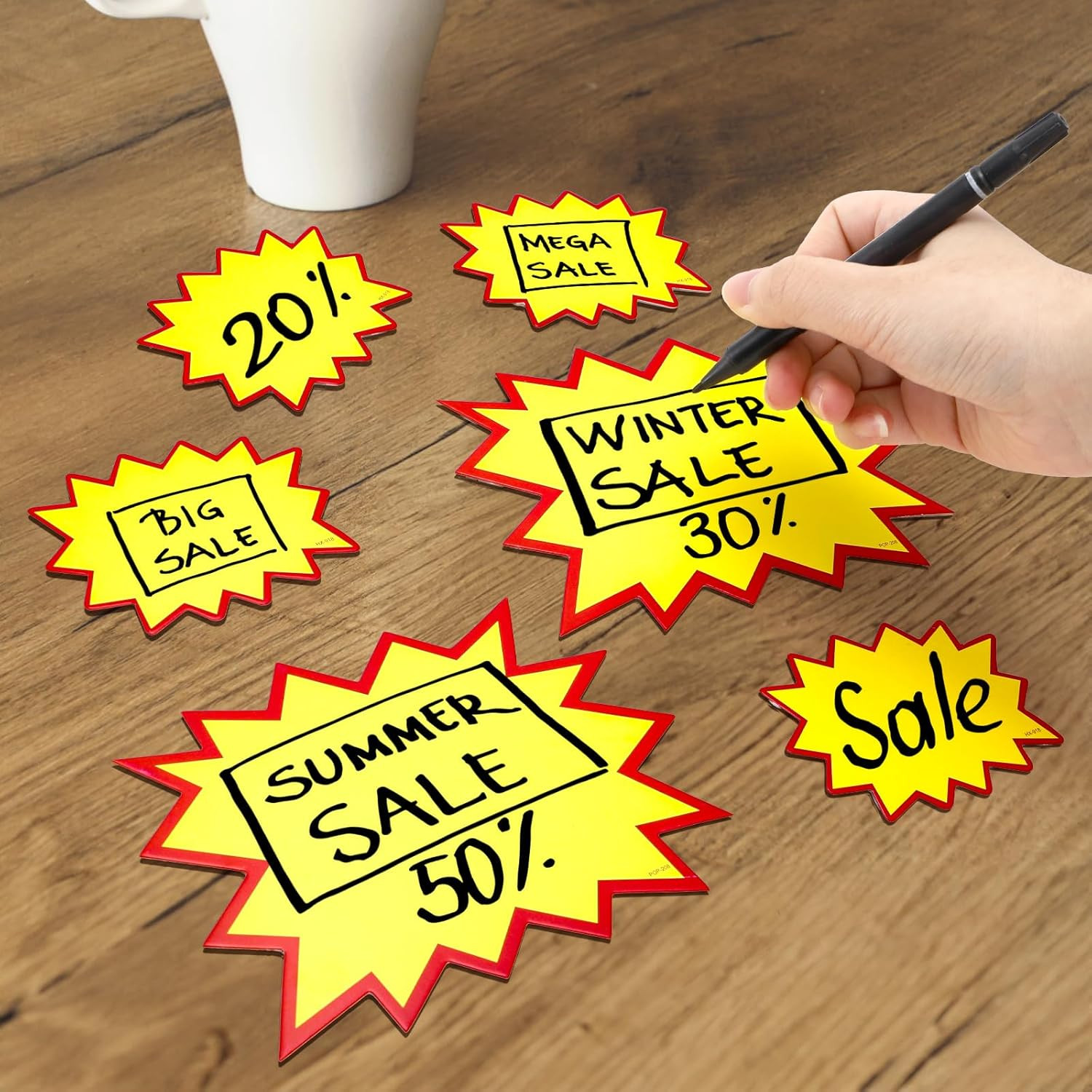 Covzoe 400 Pieces Star Shaped Burst Signs, Blank Neon Sale Sign Tags for Retail,