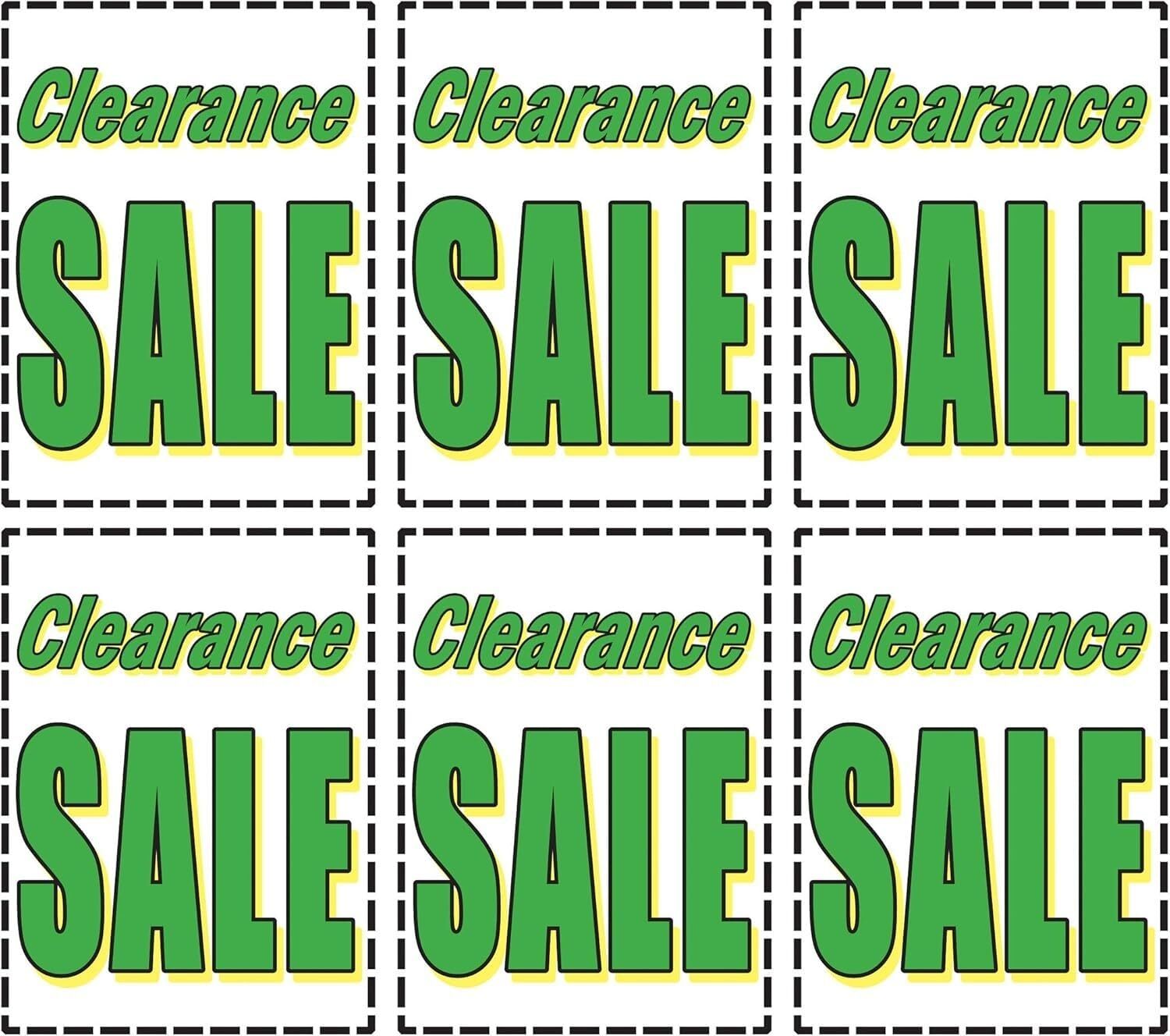 Clearance Sale Retail Window Display Paper Signs | Pack of 6 | 18″w x 24″h