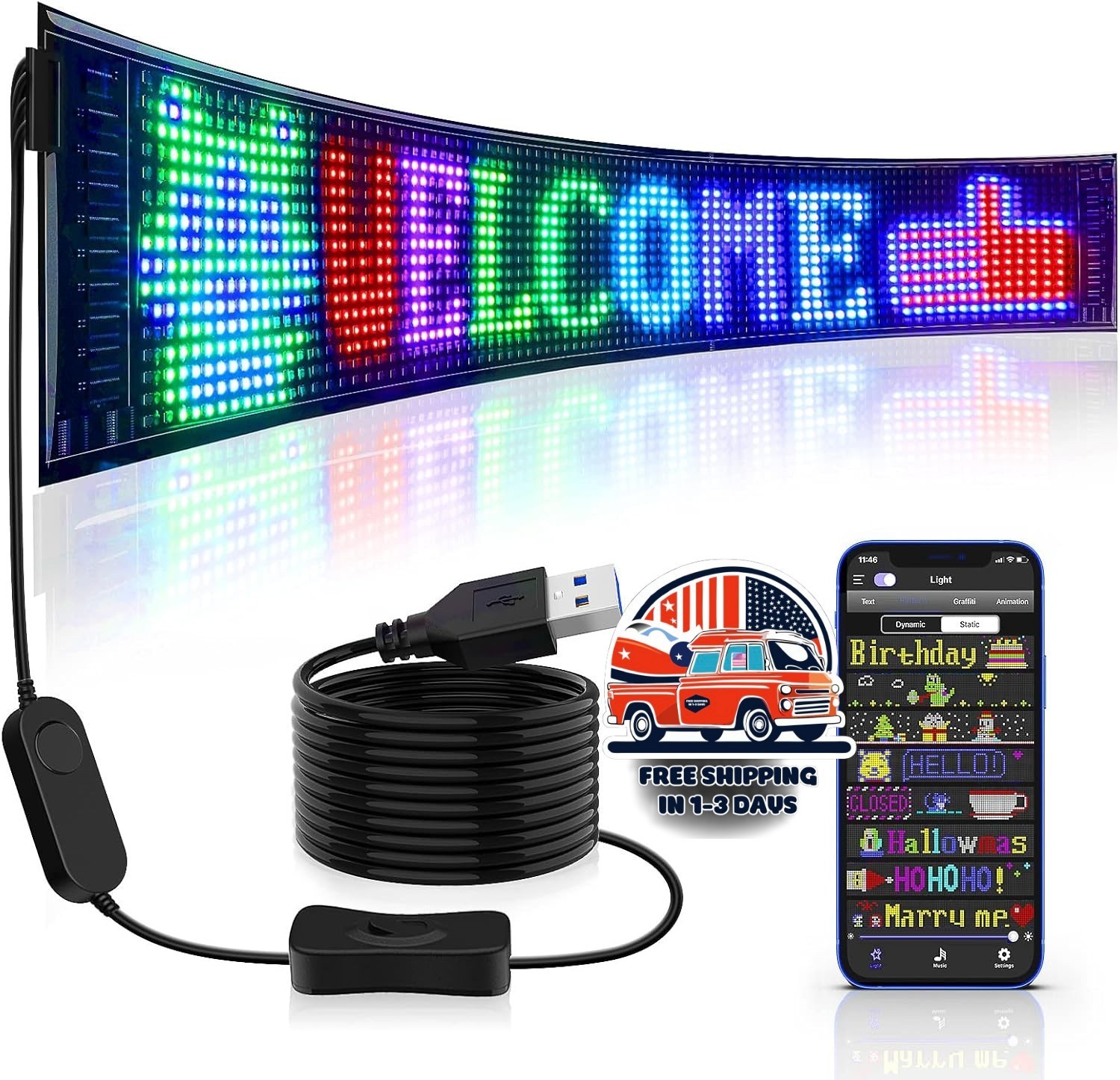 Letrero A Color LED Programable Para Mensajes Y Publicidad Negocio Tienda Cafe
