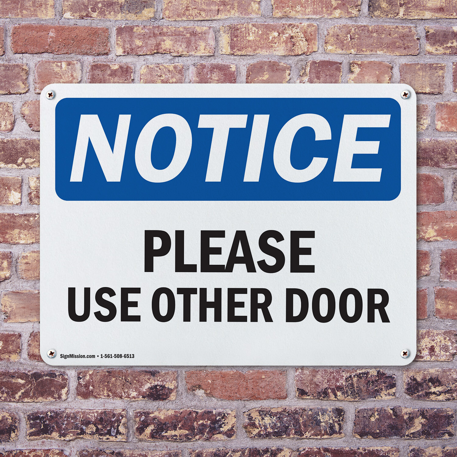 (2 Pack) Please Use Other Door OSHA Notice Sign Decal Metal Plastic